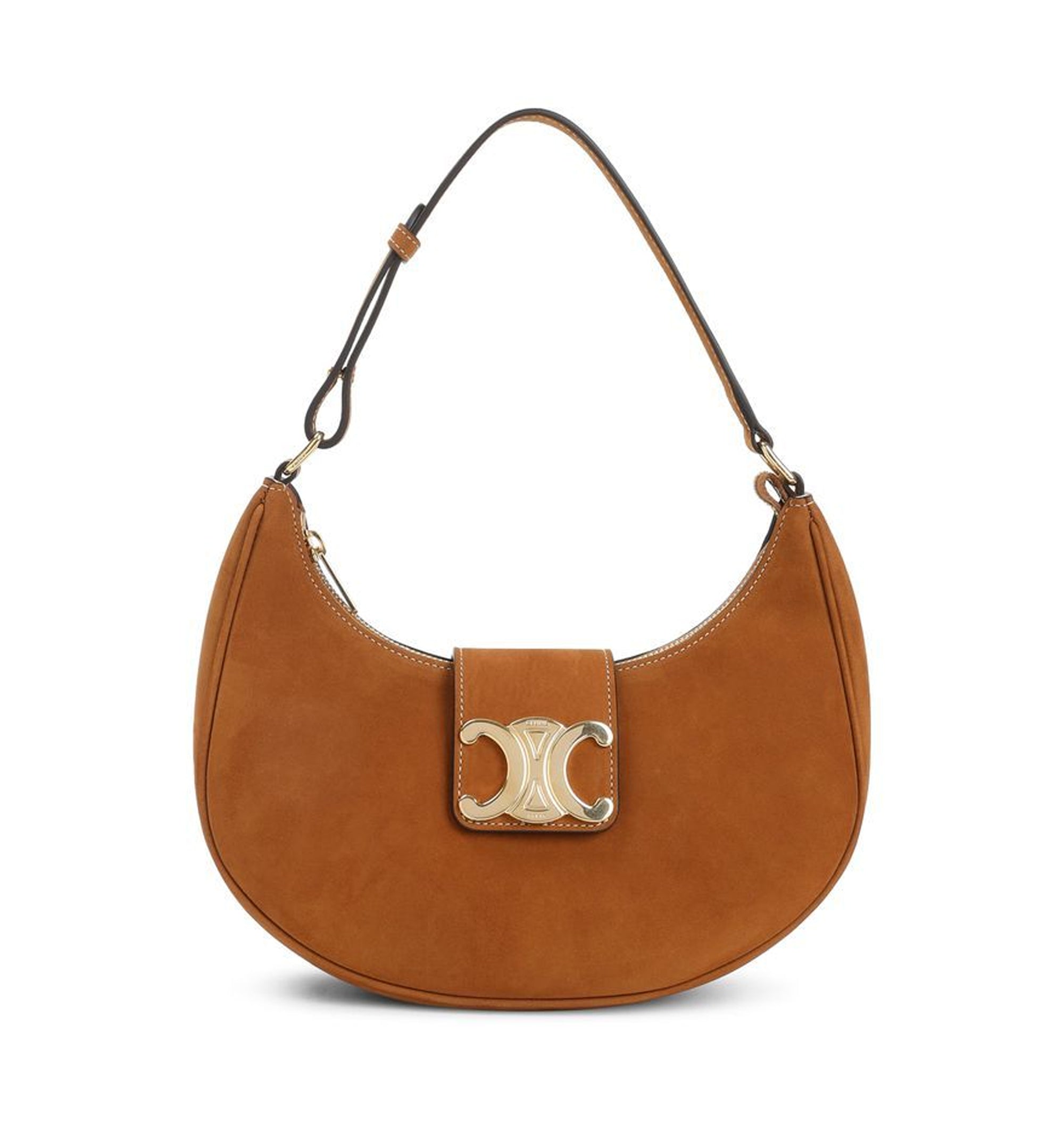 Ava Medium Triomphe Suede Shoulder Bag