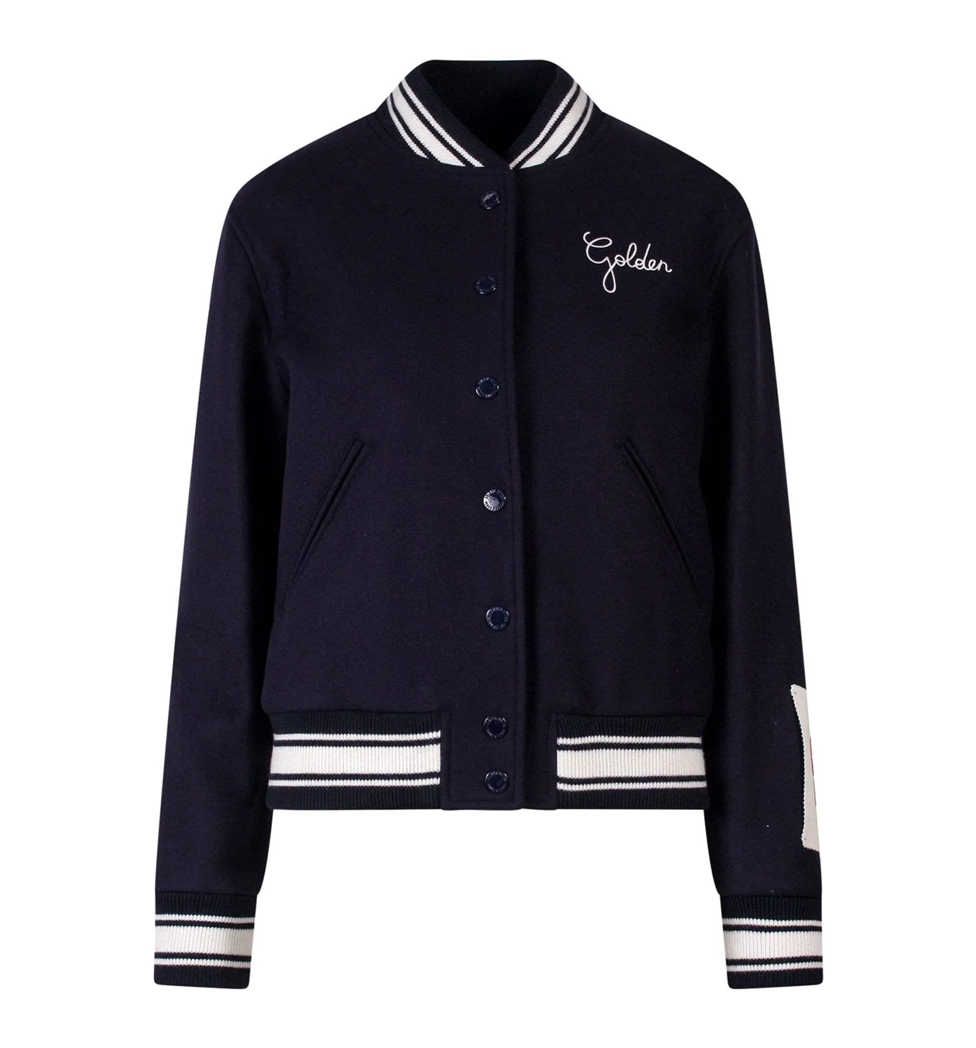 Bomber Jacket In Dark Blue Wool