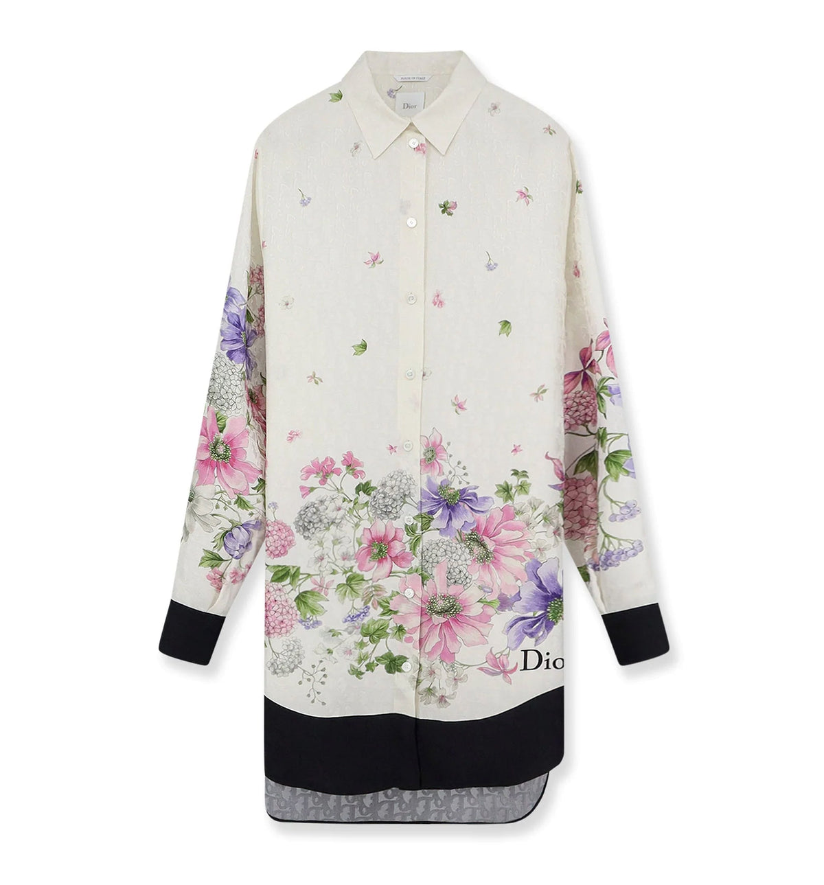 Silk shirt with Dior Hortensia Garden print