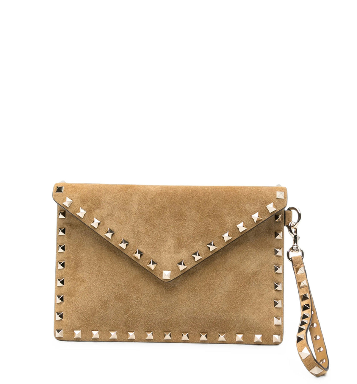 Camel suede Rockstud clutch