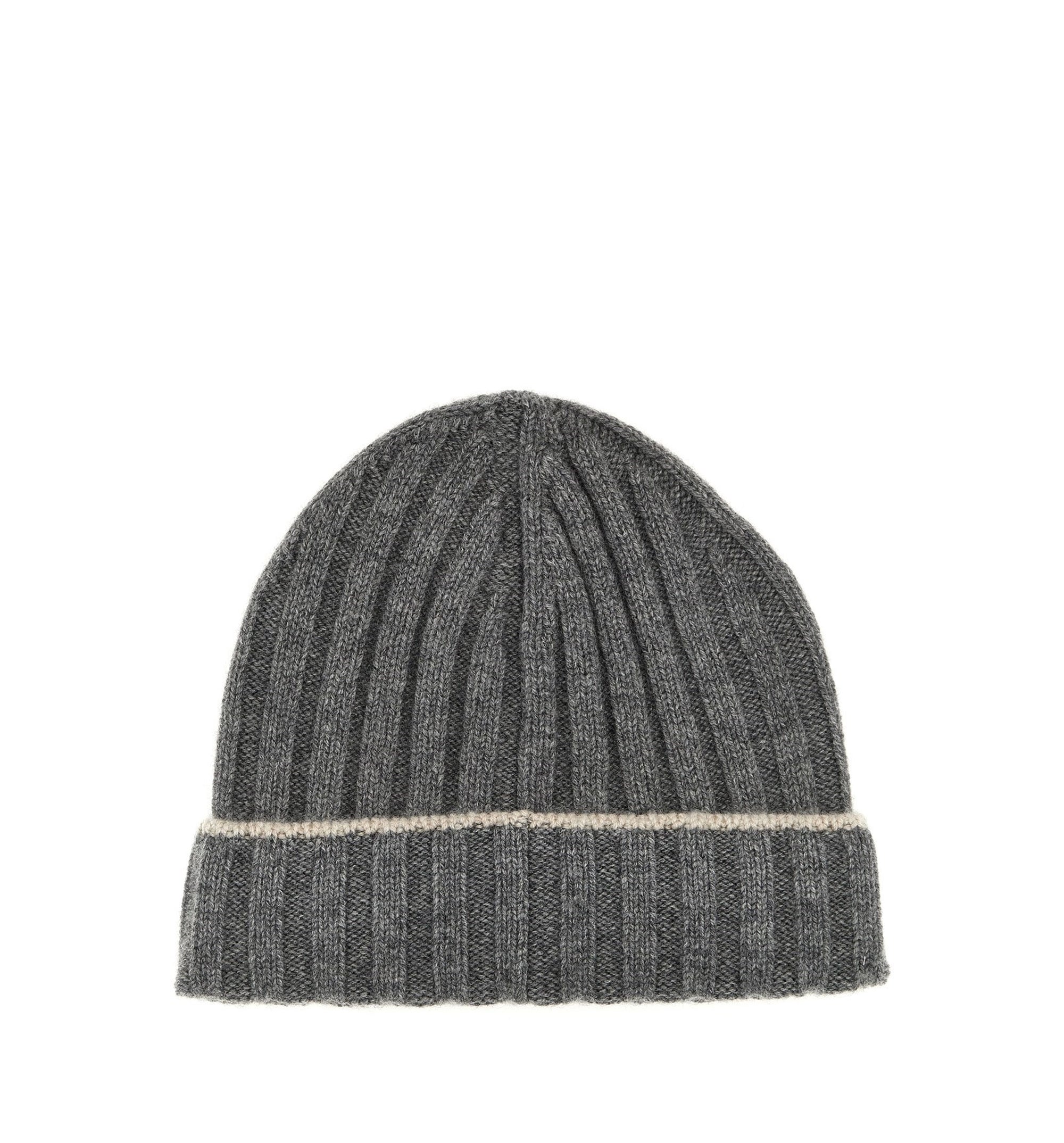 Contrast Line Cashmere Rib Beanie