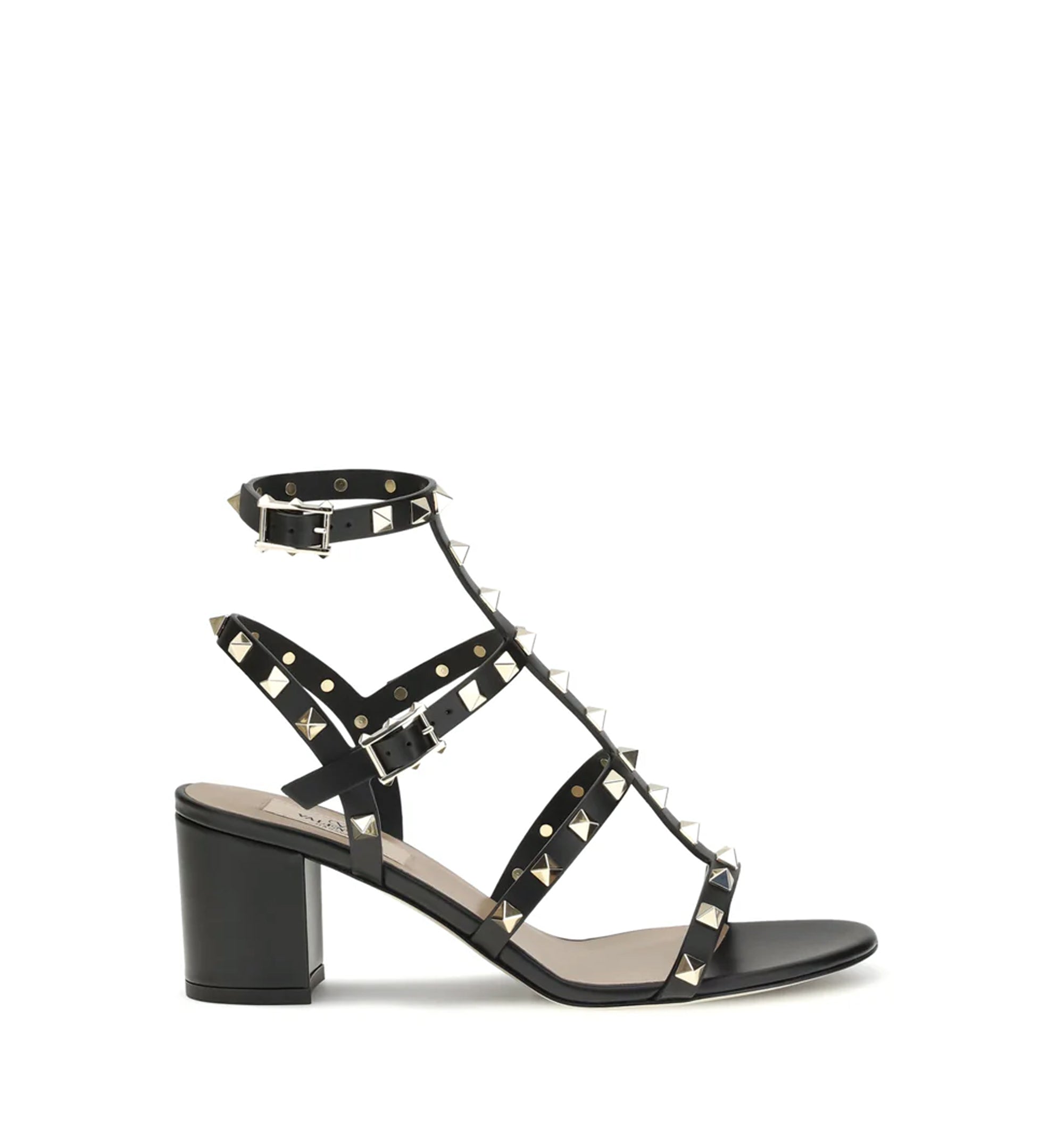 Rockstud Calfskin Ankle Strap Sandal 60 Mm