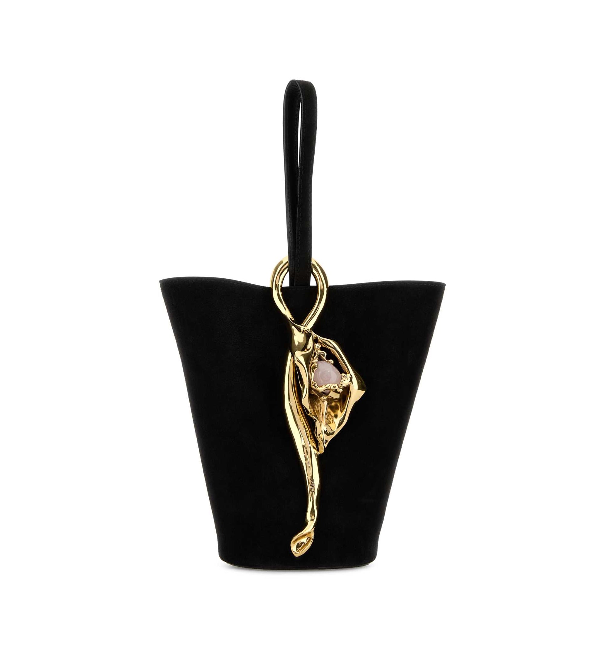 Small Eden Treasures Wristlet Bucket Bag In Suede Leather