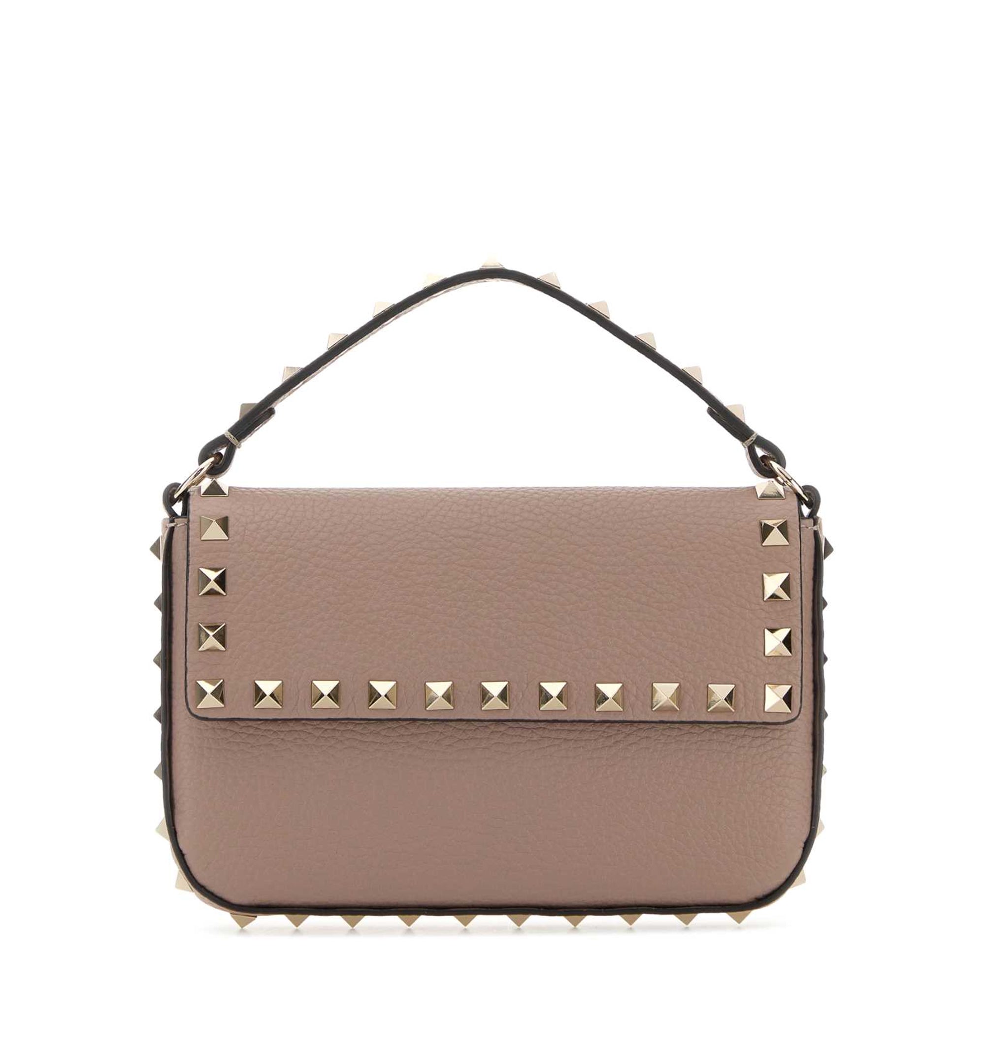 Rockstud Grainy Calfskin Wallet With Chain