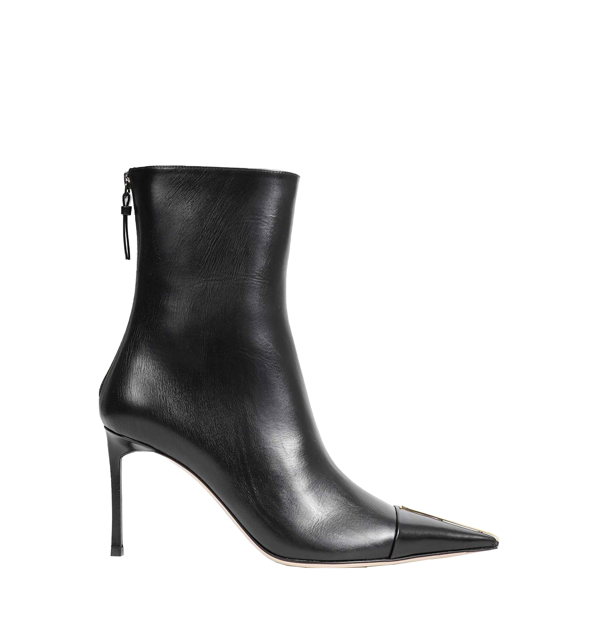 Metal-tip pointed-toe ankle boots