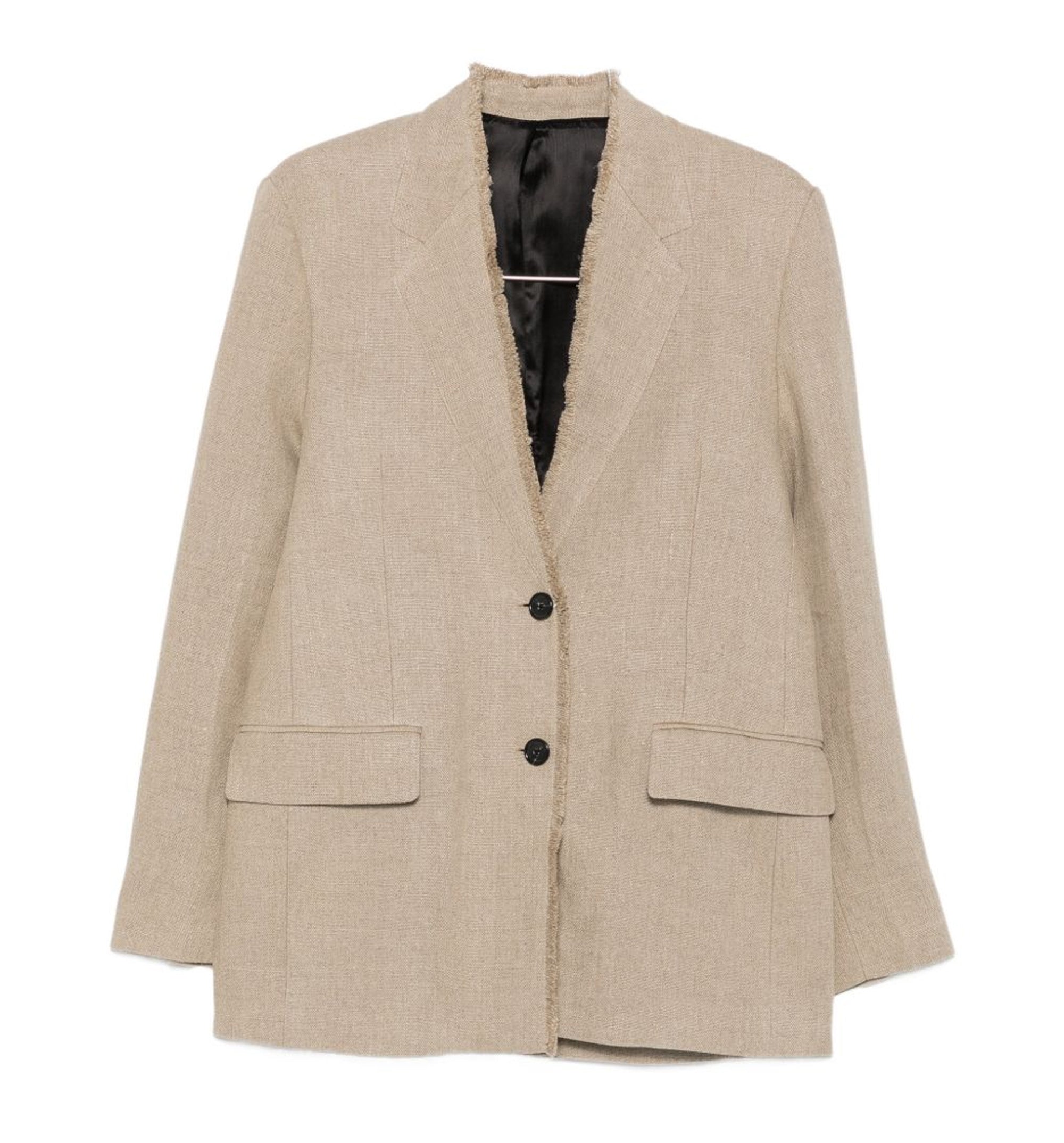 Frayed-Edge Single-Breasted Jacket