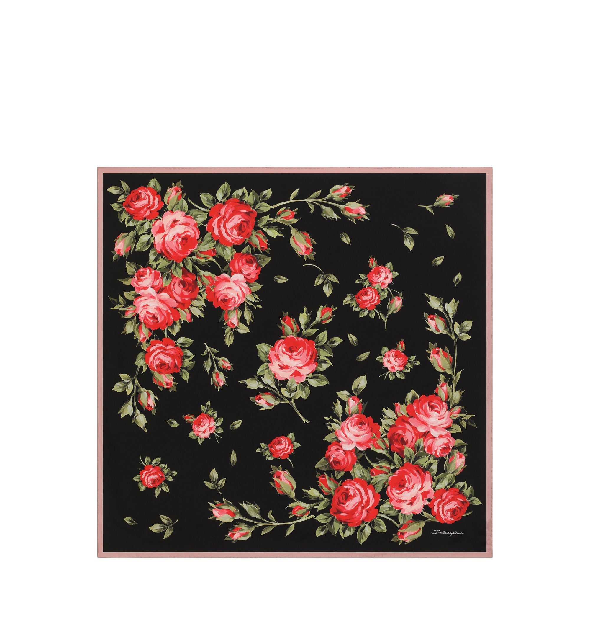 Rose Bouquet-Print Silk Twill Scarf