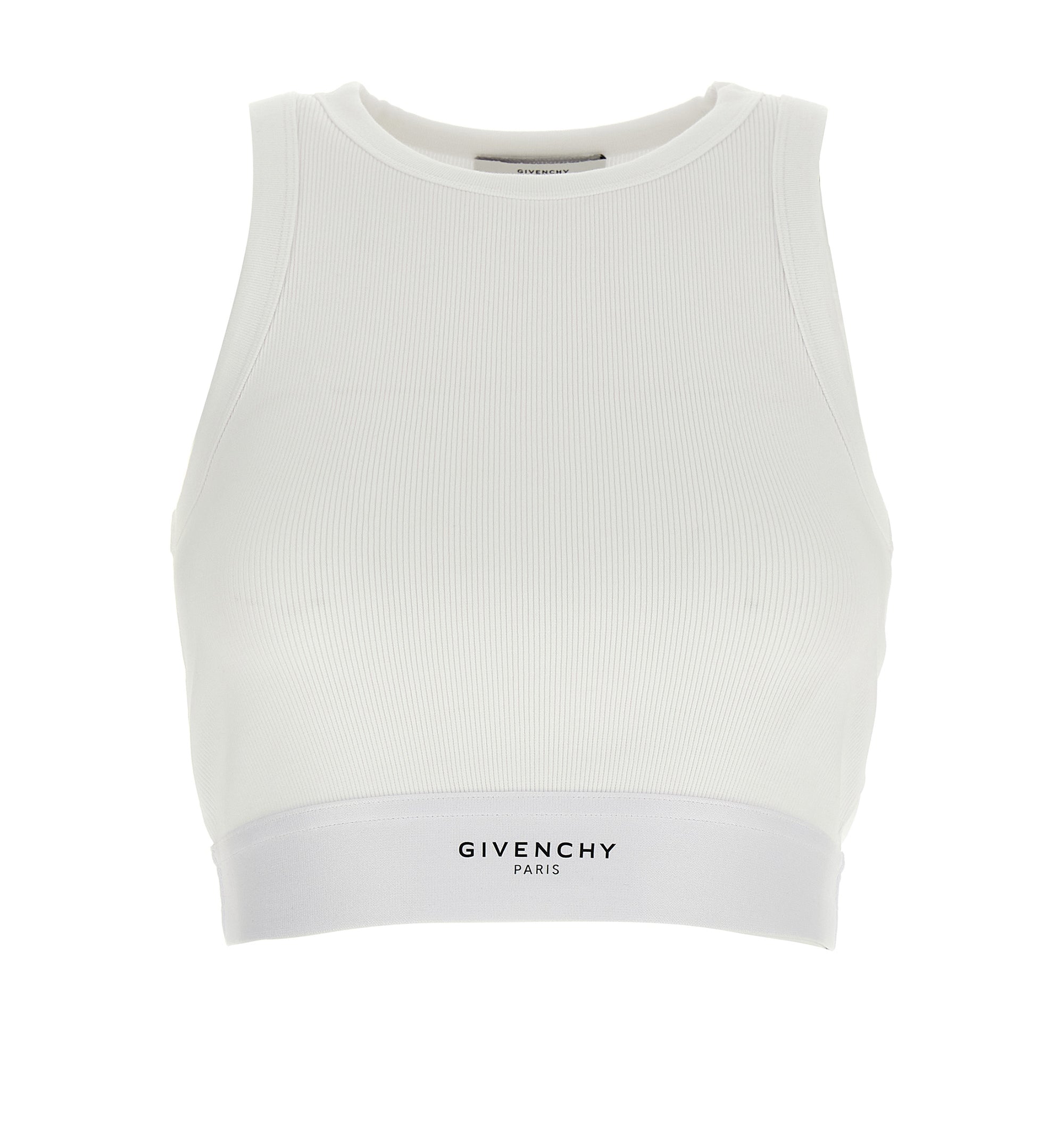 Cropped Tank Top In Cotton With Givenchy Band