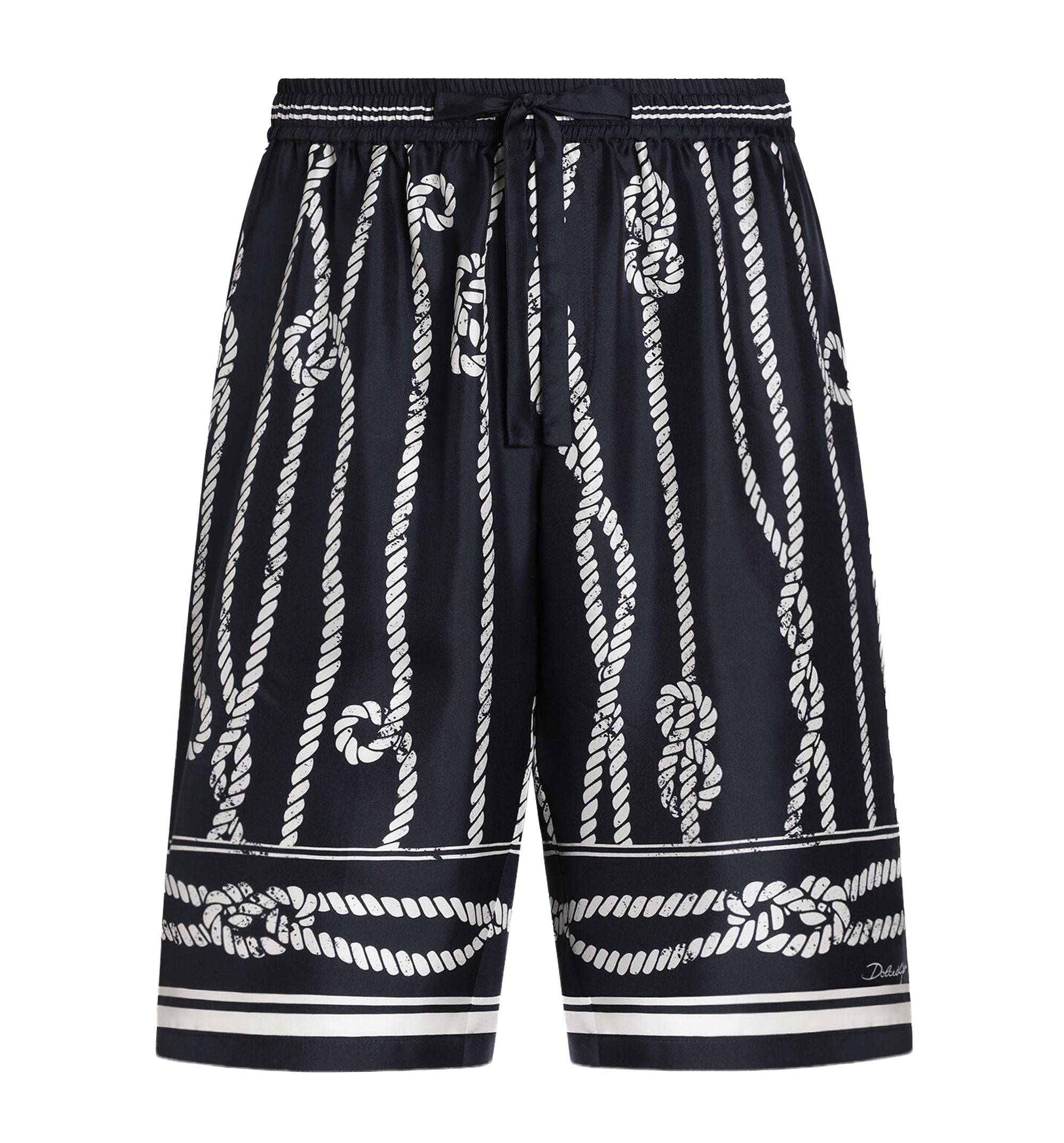 Marina-Print Silk Twill Vanity Bermuda Shorts