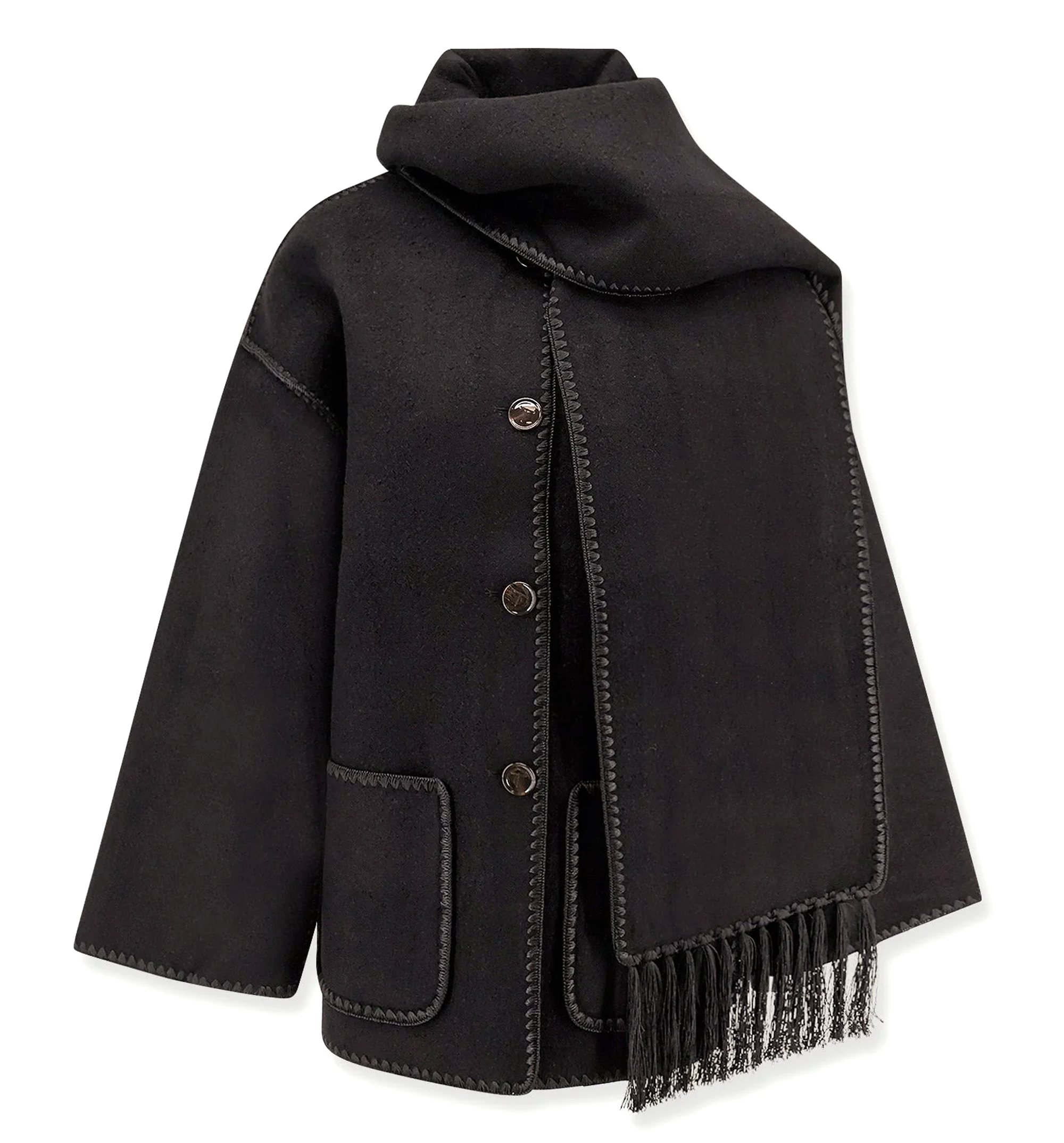 Embroidered Scarf wool blend Jacket