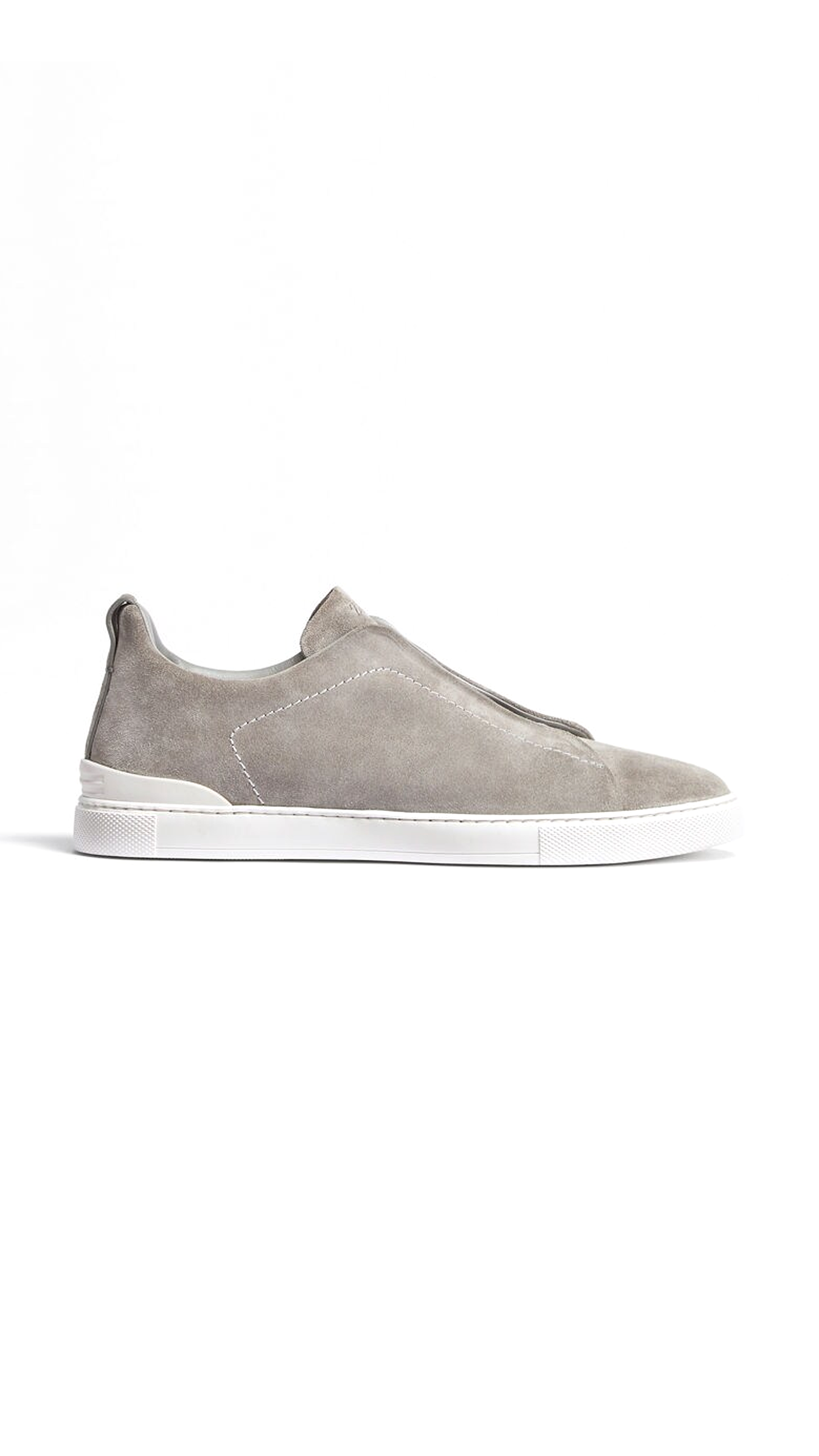 Mélange Suede Triple Stitch Sneakers - Grey