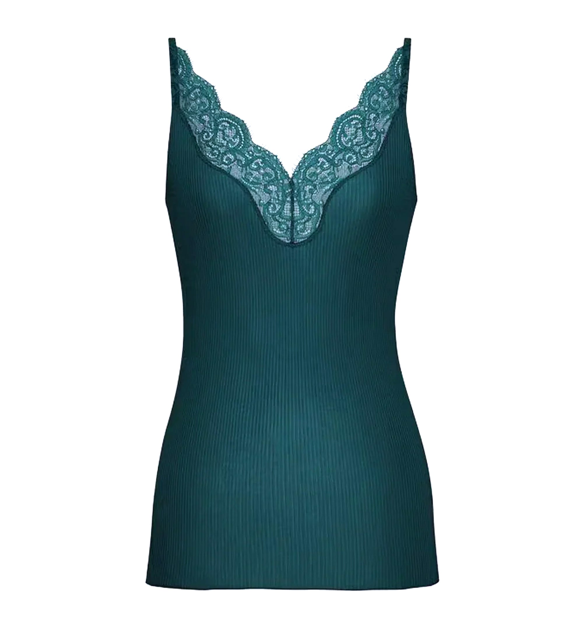 Laced Tank Top In Ribbed Silk Jersey