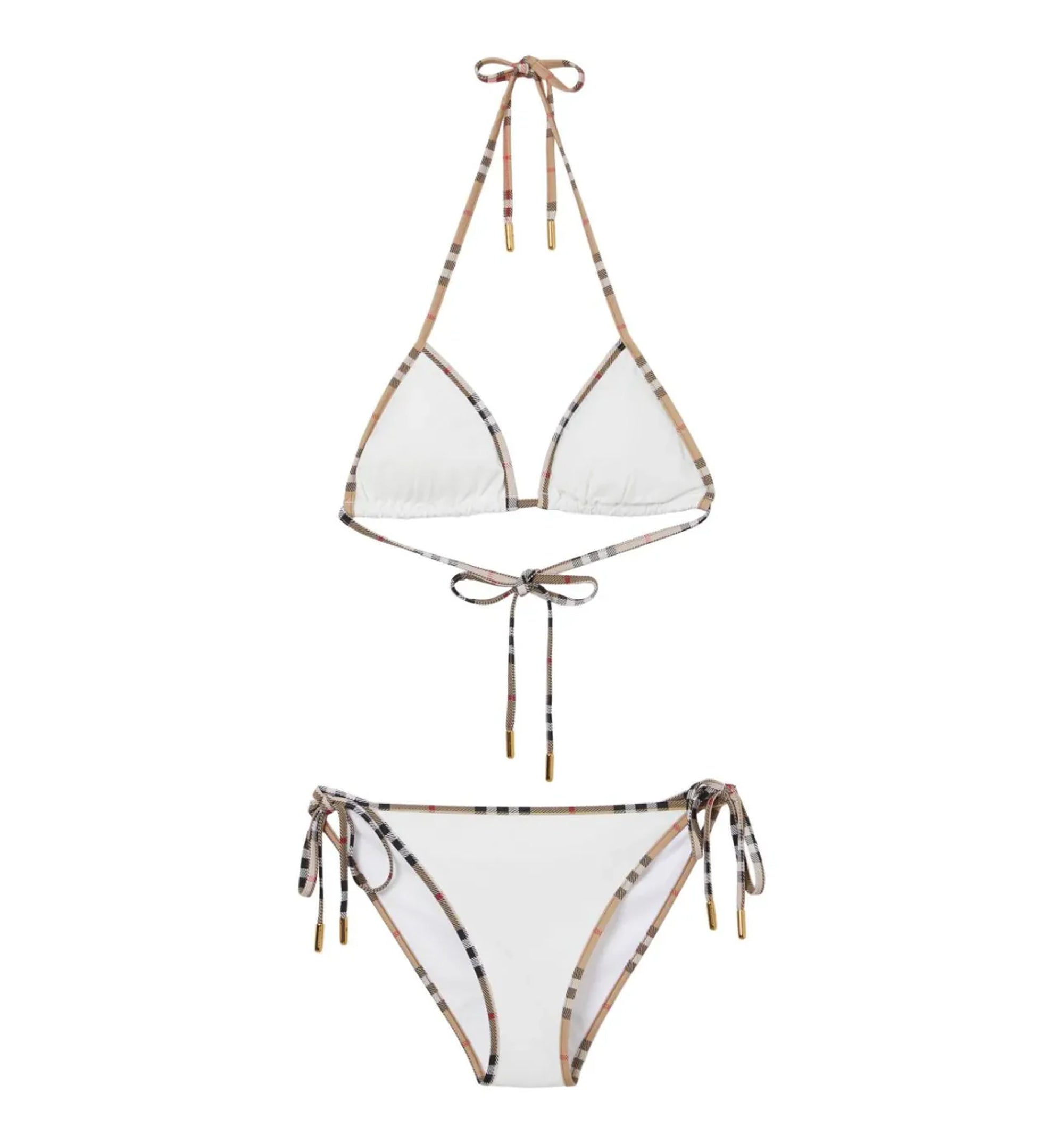 Check-Trim Halterneck Two-Piece Bikini