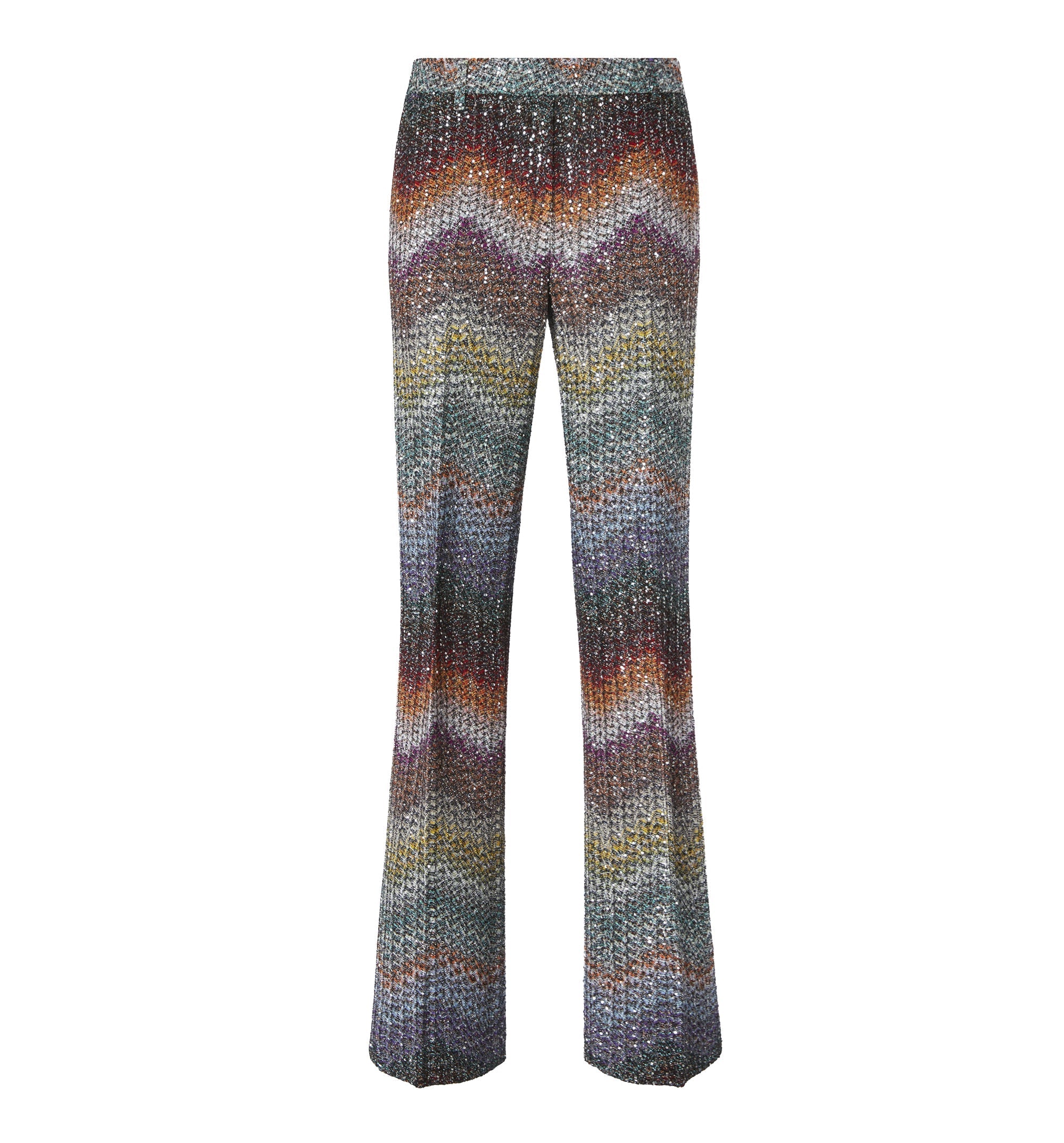 Viscose Lamé Straight Trousers With Sequins