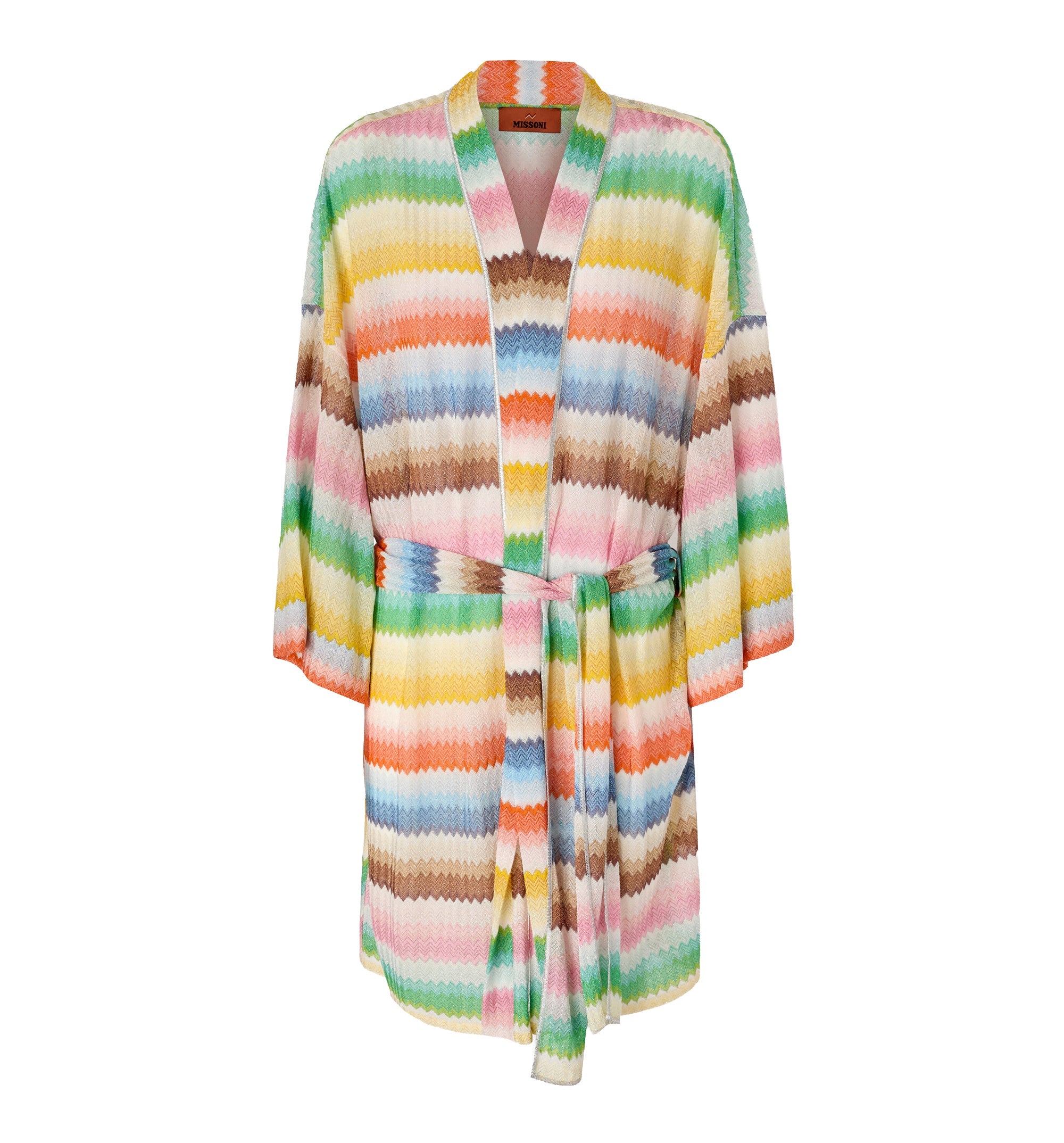 Short Kimono Cover-Up With Dégradé Zigzag Pattern