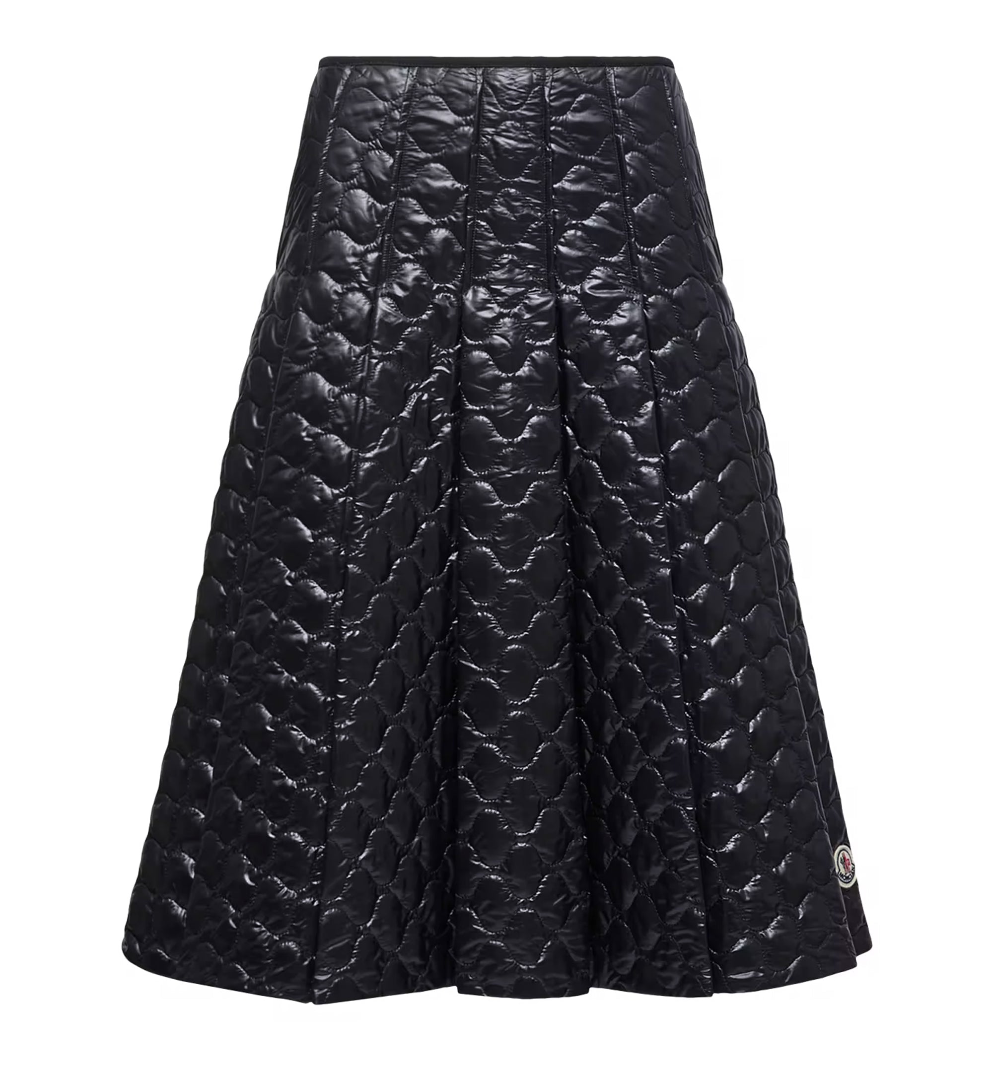 Square-Quilted Padded Midi Skirt