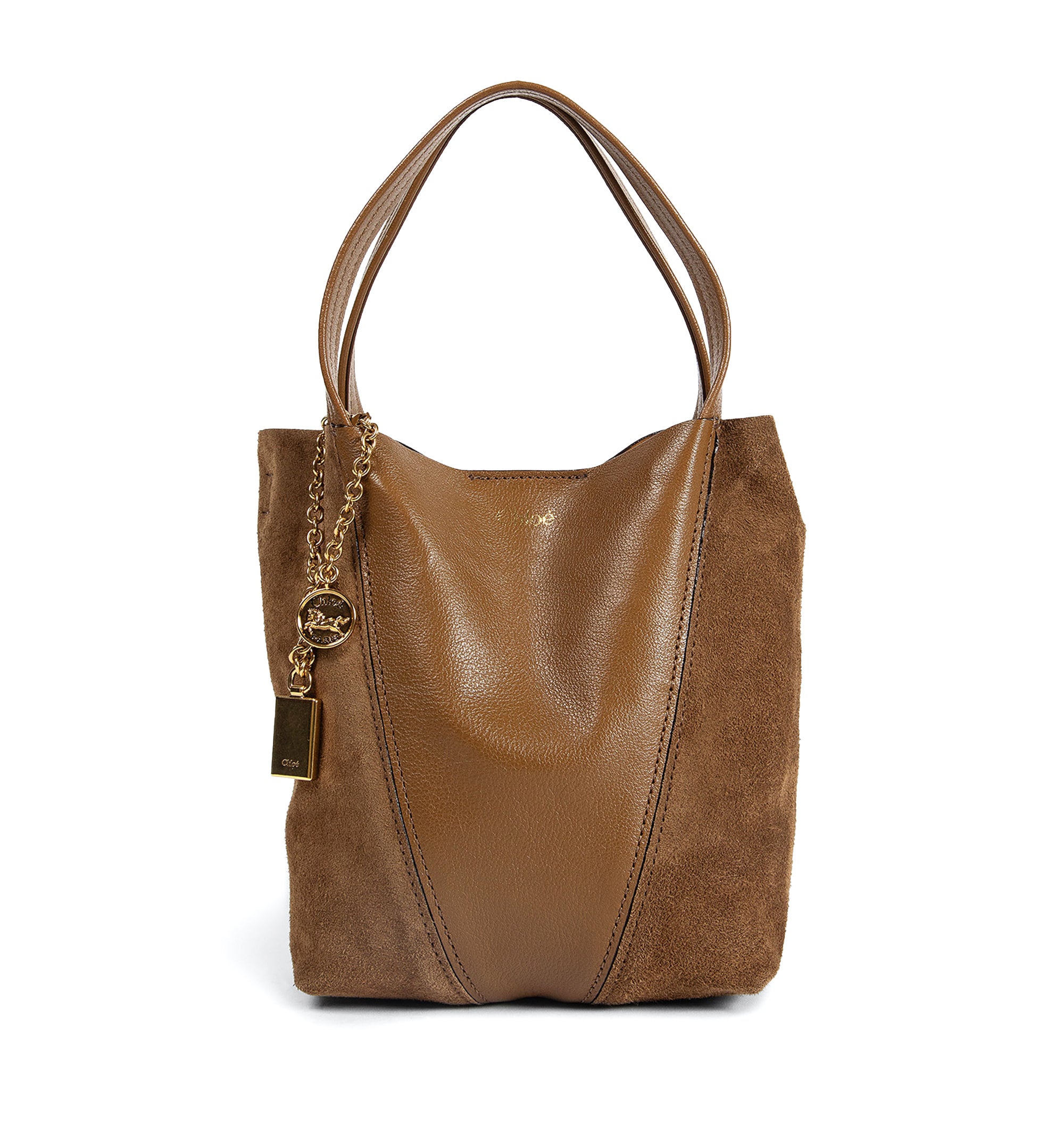 Small Chloé Spin Tote Bag in Grained & Suede Leather