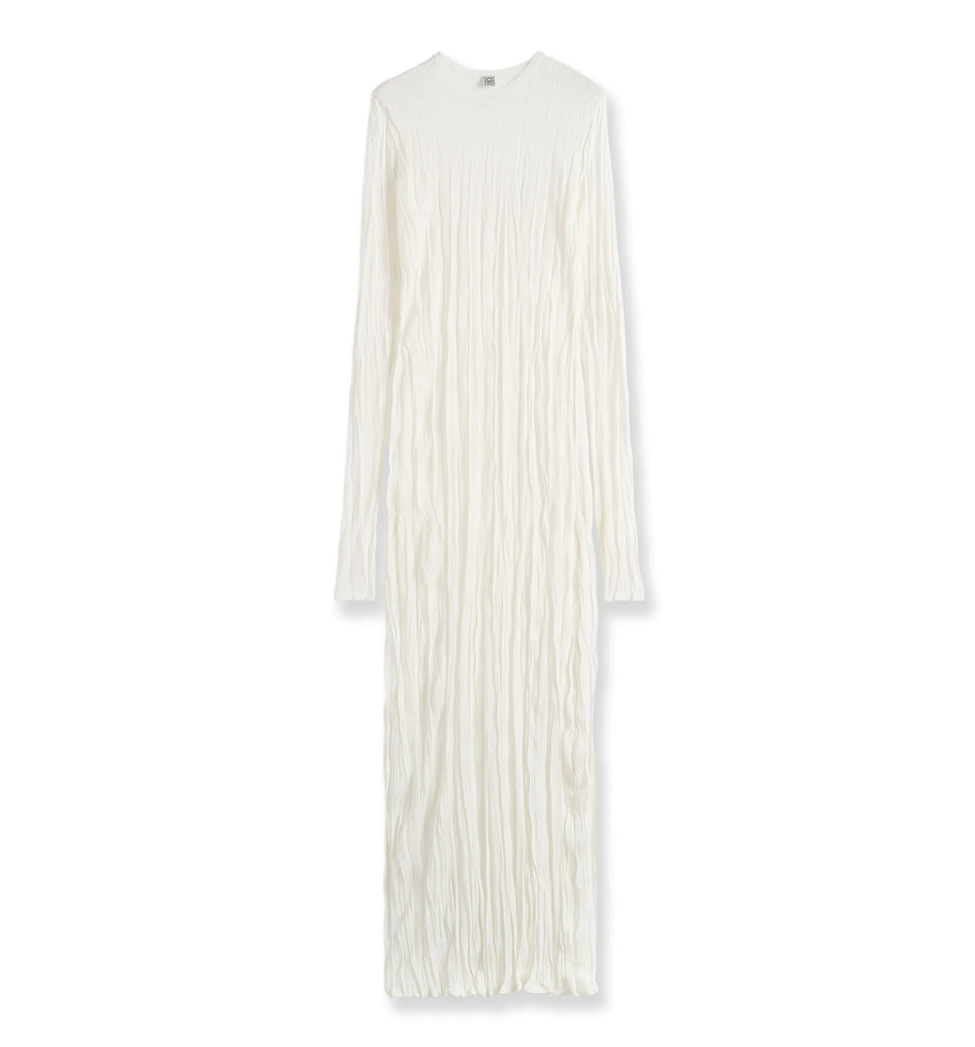 Crinkled Long-Sleeve Maxi Dress