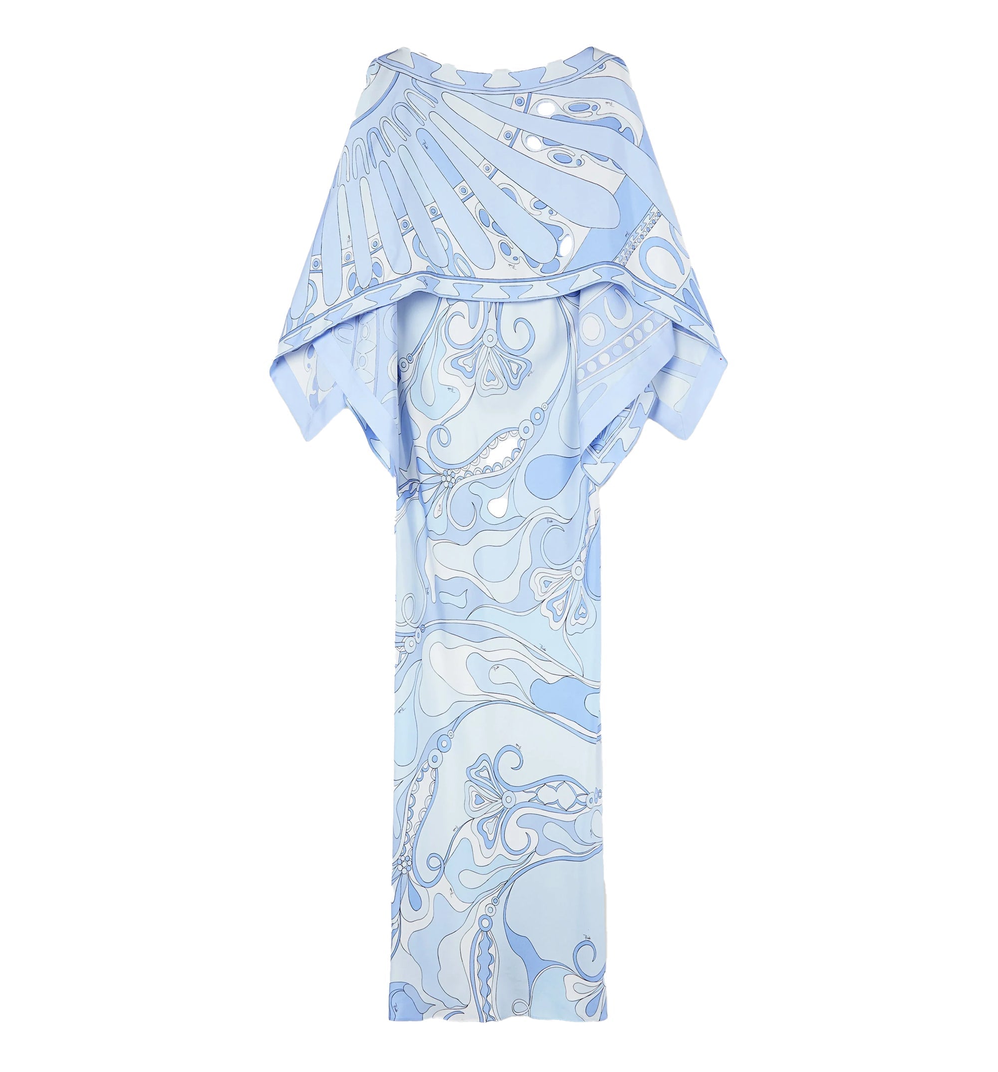 Orchidee and Soleil Print Silk Dress with Cape