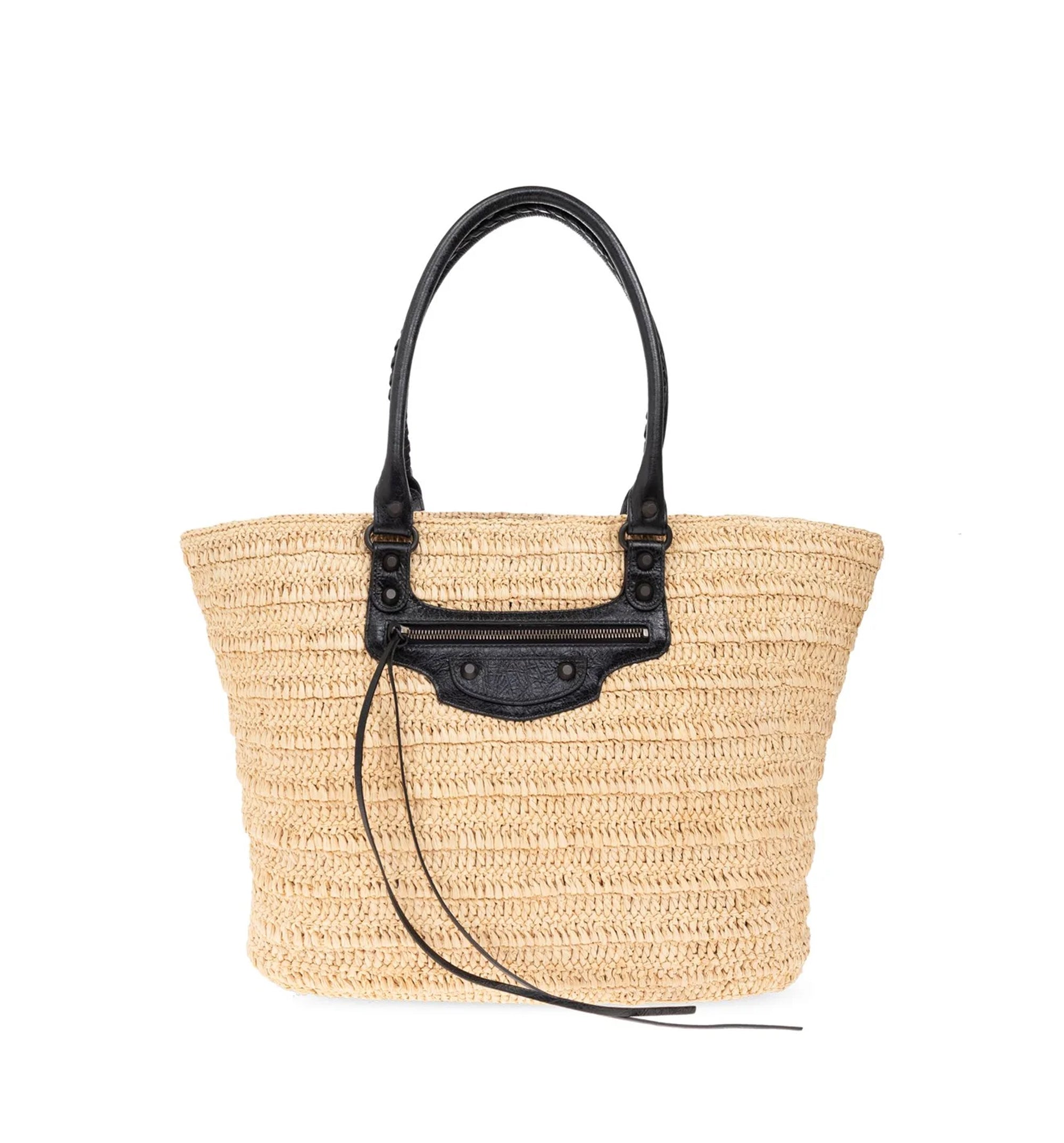 Le City Medium Raffia Basket Bag