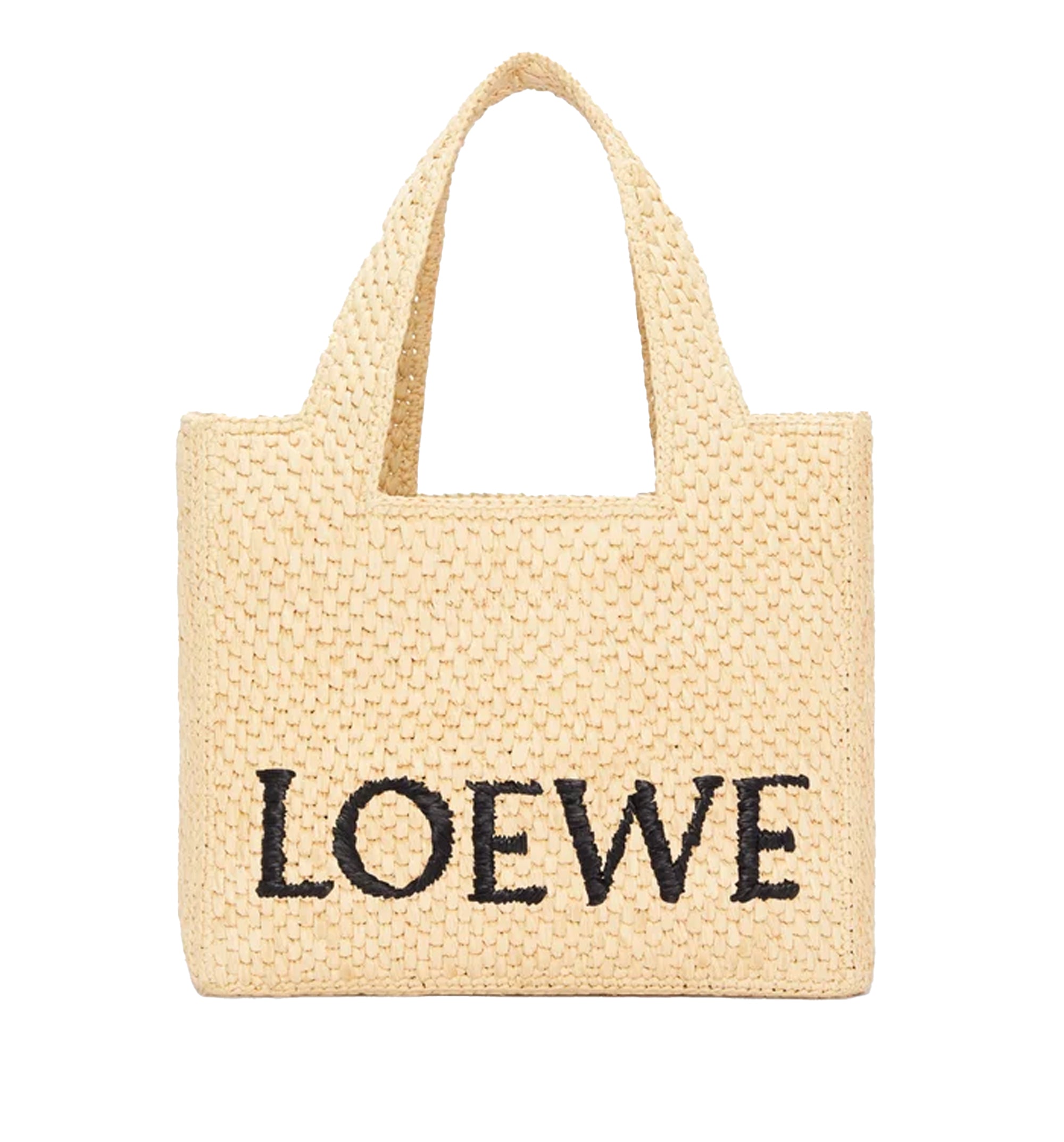 Small Loewe Font Tote In Raffia