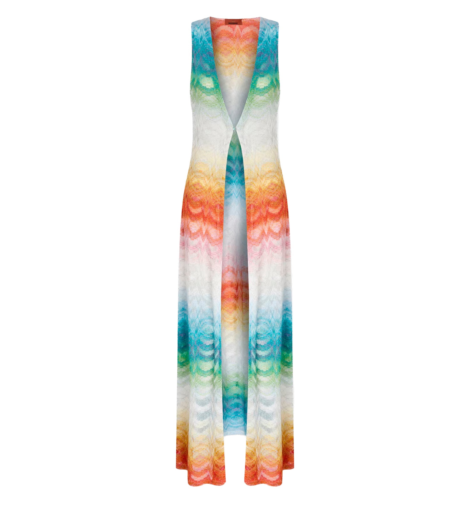 Long gilet cover-up in shaded lamé viscose