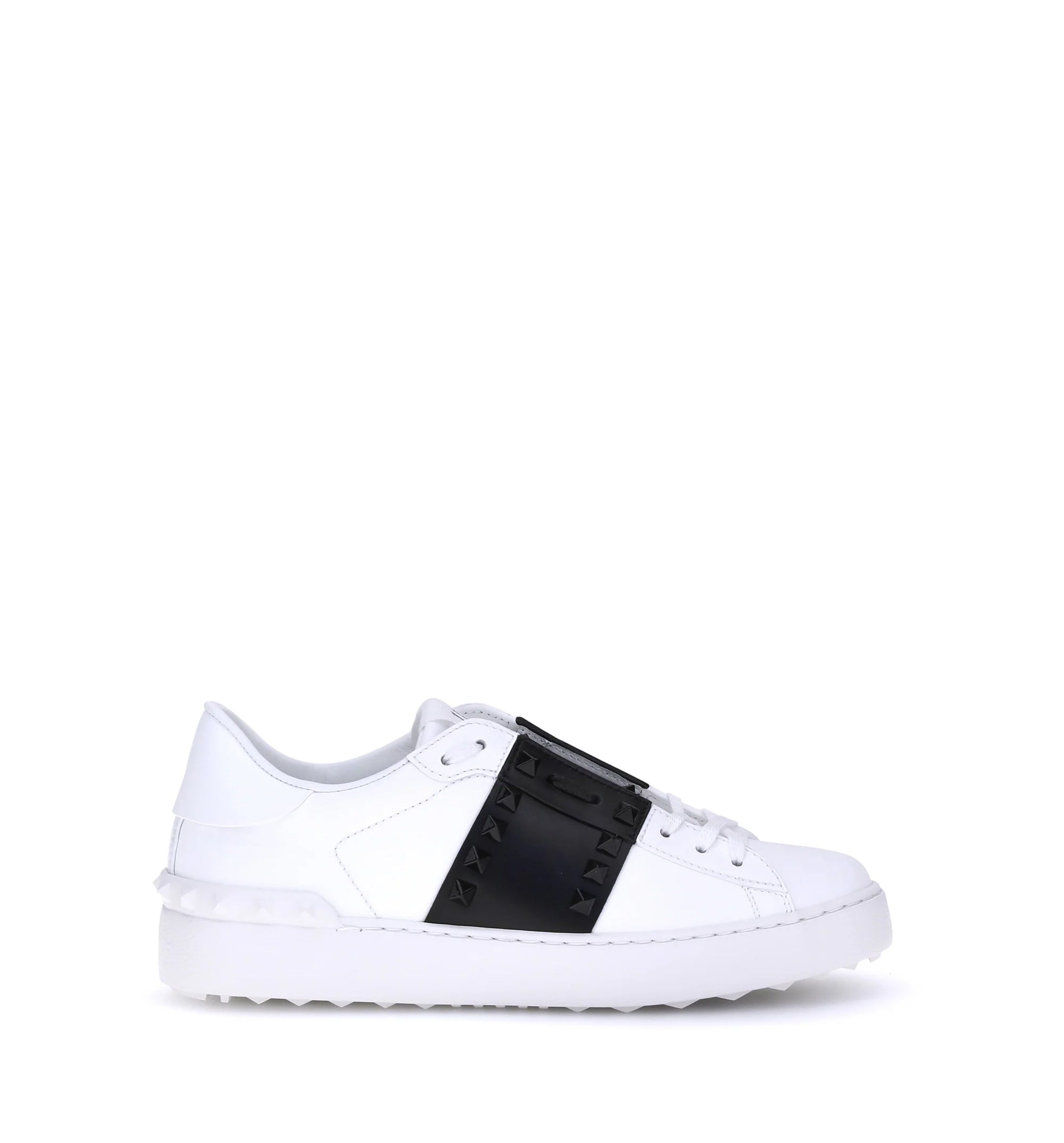 Rockstud Untitled Sneaker In Calfskin Leather With Tonal Studs