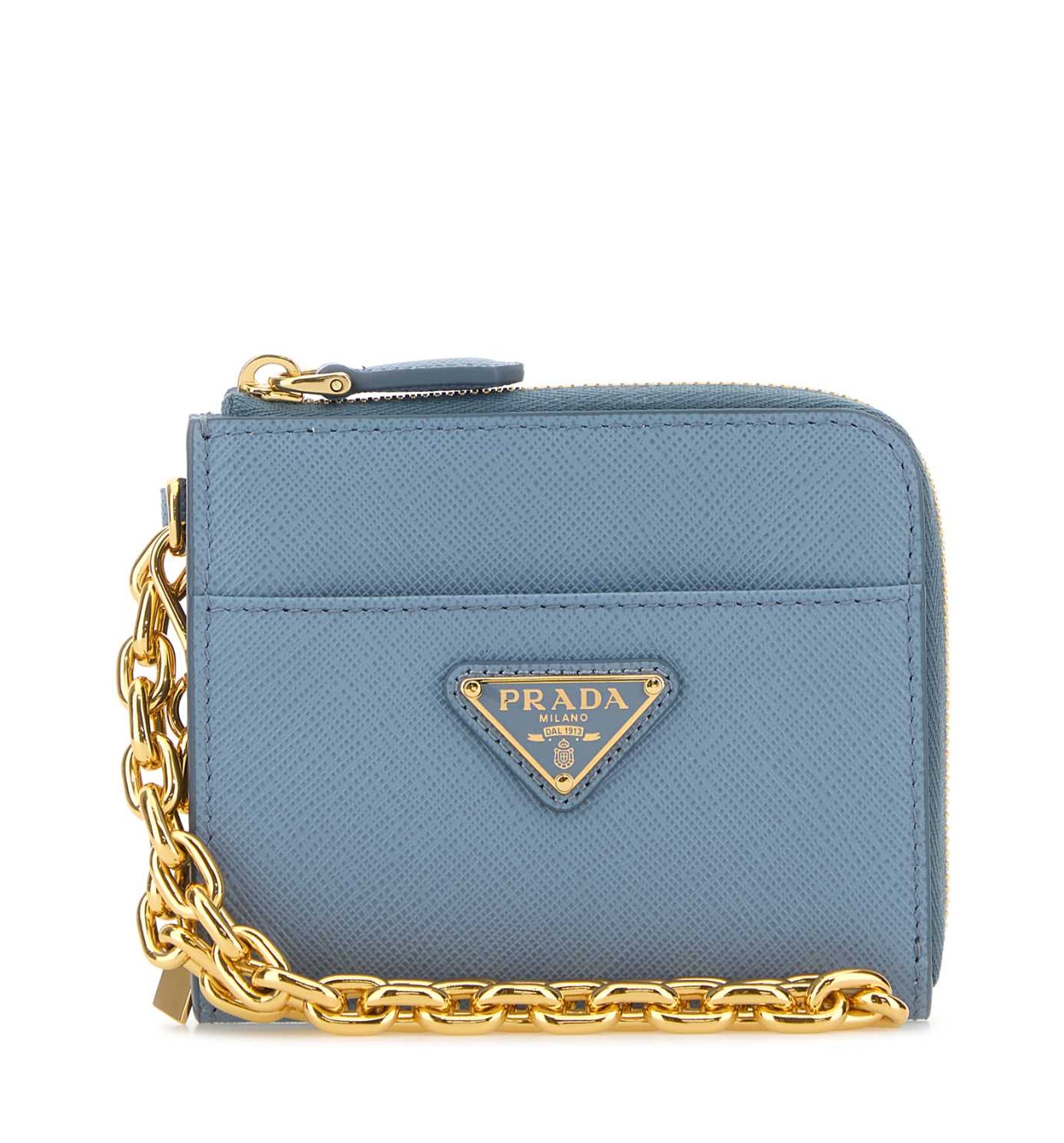 Small Saffiano Leather Zipper Wallet