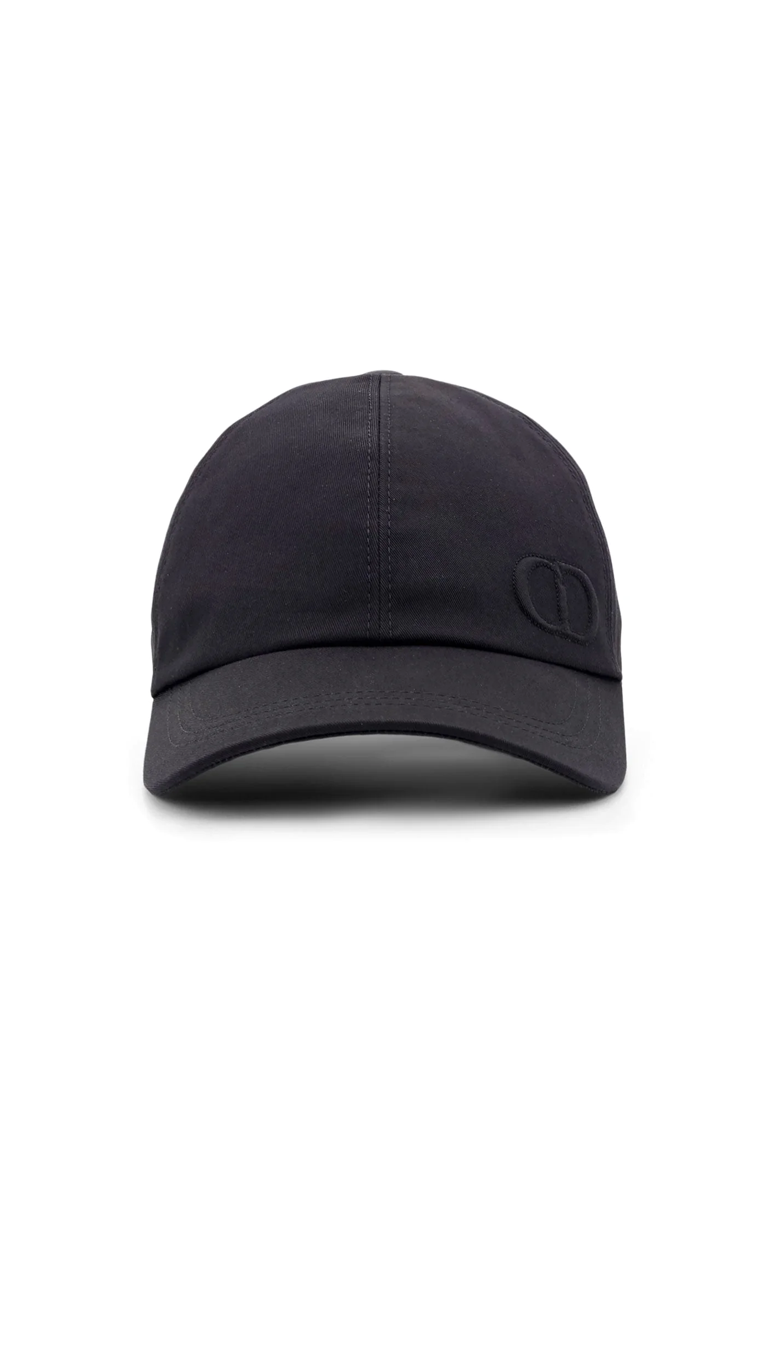 Cotton Baseball Hat With Embossed Cd Monogram - Black