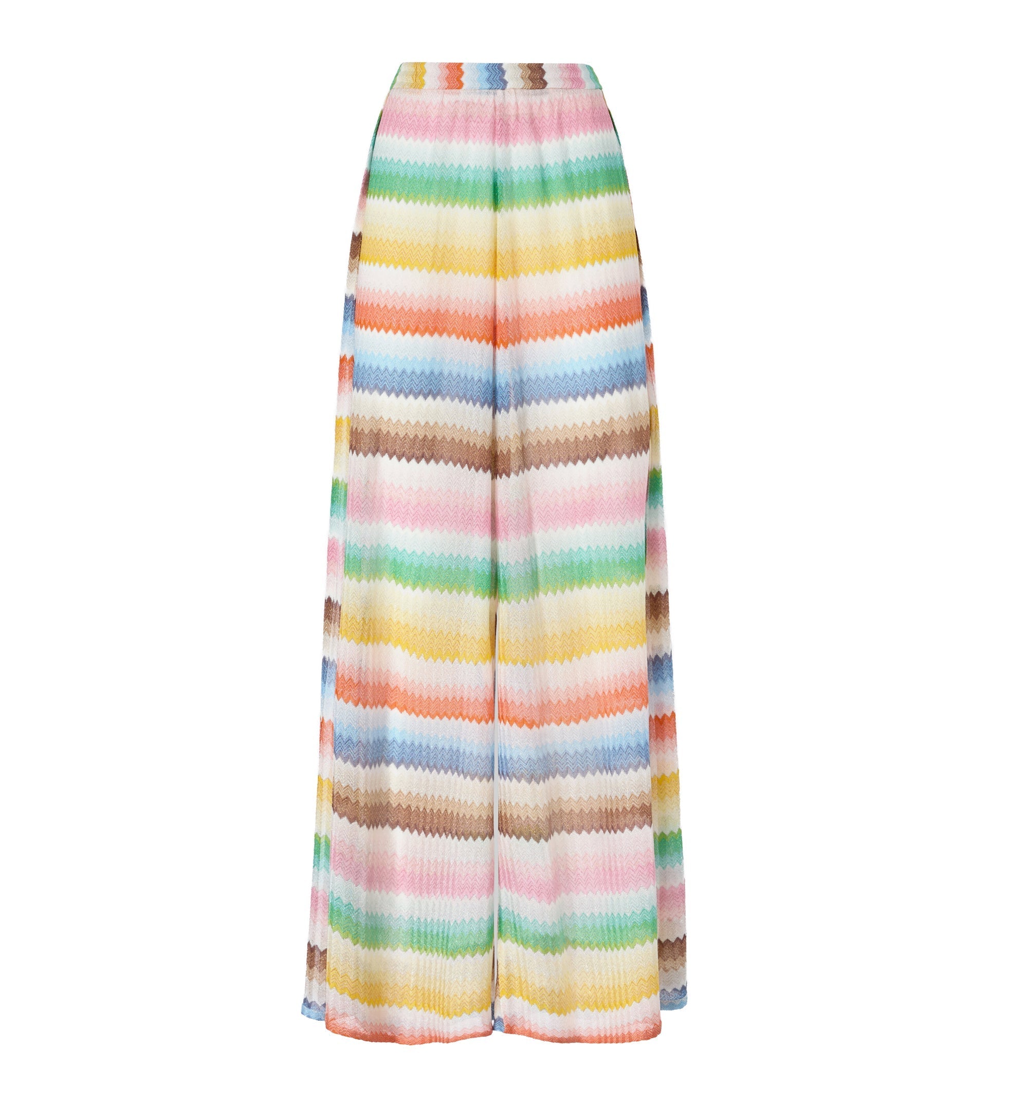 Beach Cover-Up Pants With Dégradé Zigzag Pattern And Slits