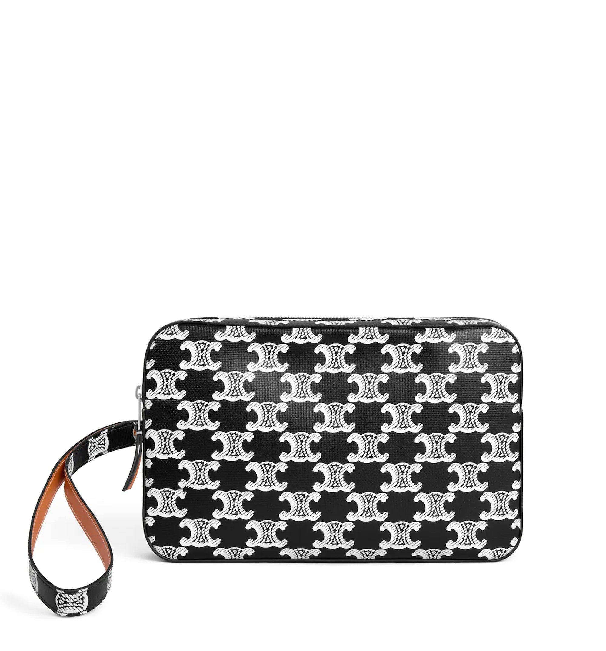 Pouch With Strap In Triomphe Canvas And Calfskin