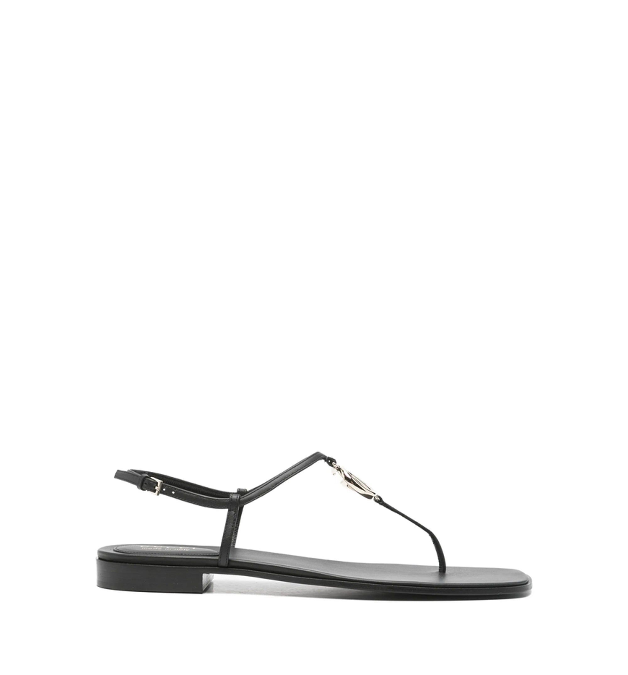 Smooth Leather Thong Sandal With Double G