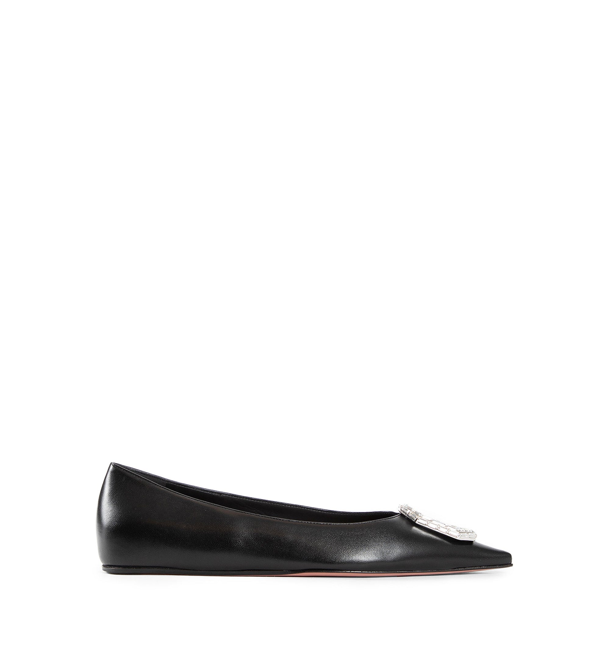 Camelia Flat Black Nappa And White Buckle