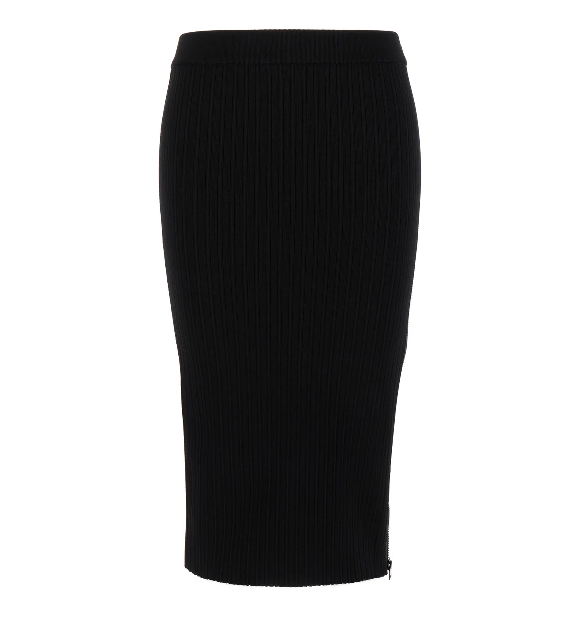 Ribbed Silk-Blend Midi Skirt