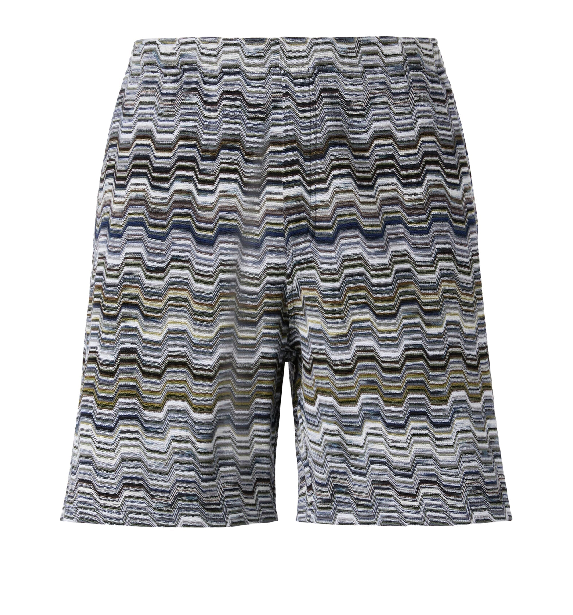 Cotton Shorts With Raschel Knit And Greek Motif