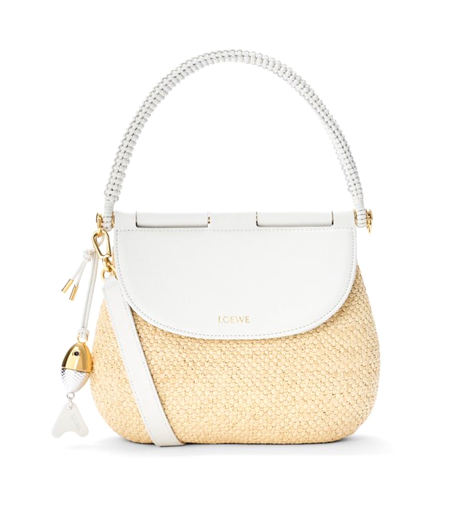 Medium Pescador bag in raffia and calfskin