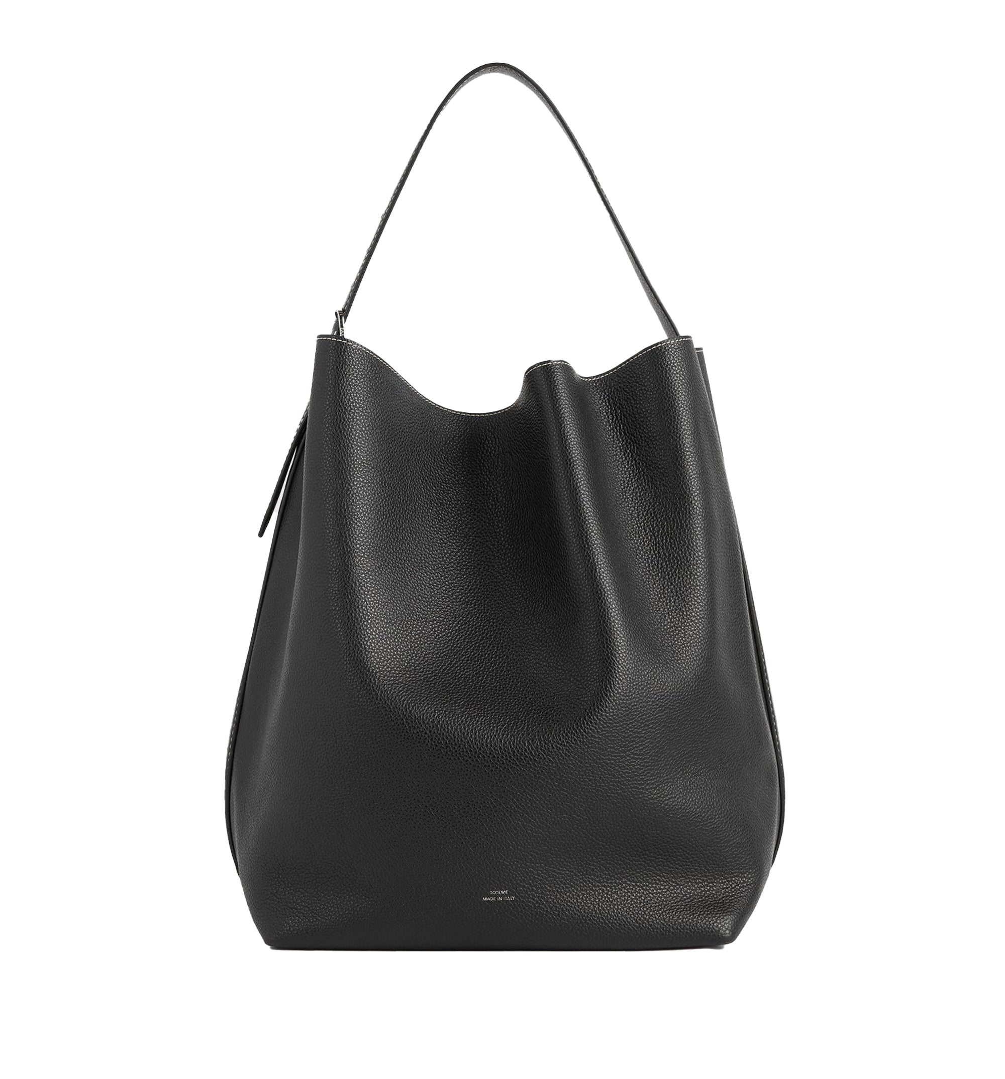 Belted Grained-Leather Tote