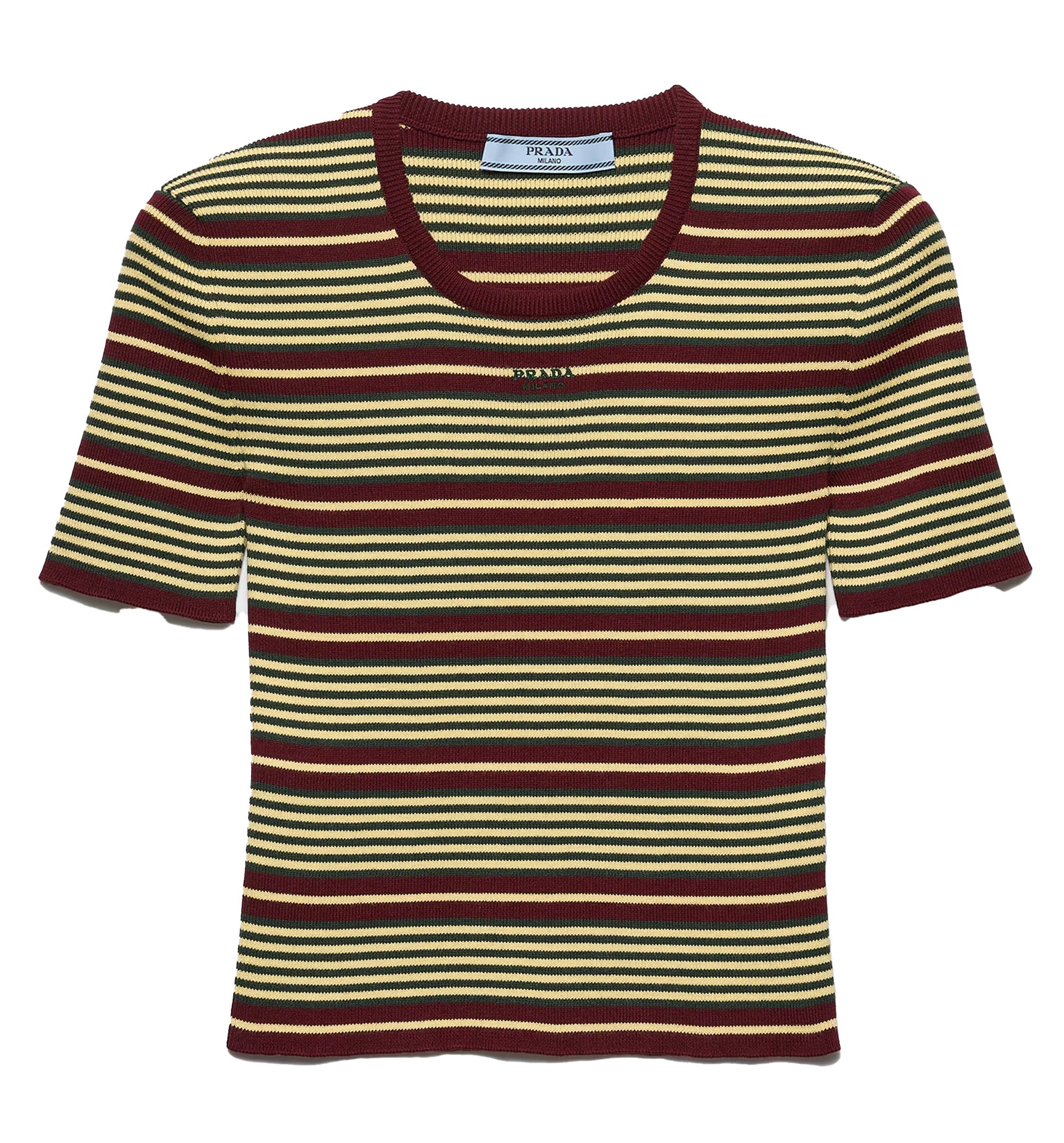 Short-Sleeved Striped Cotton Sweater