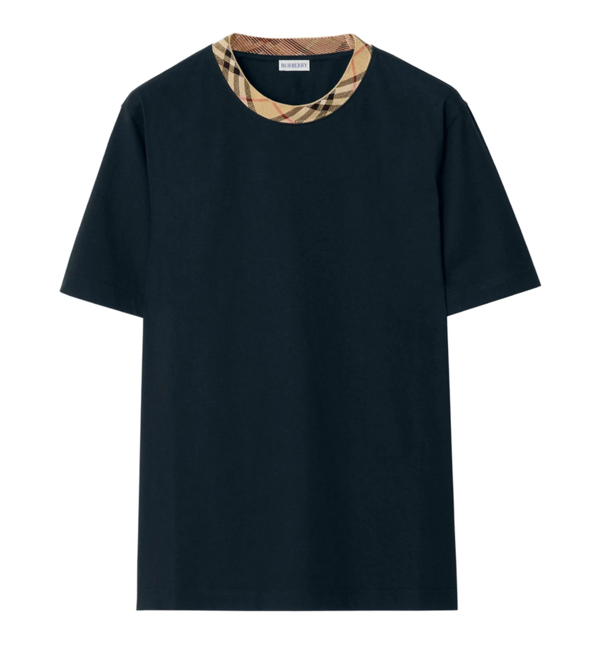 Check Trim Cotton T-Shirt