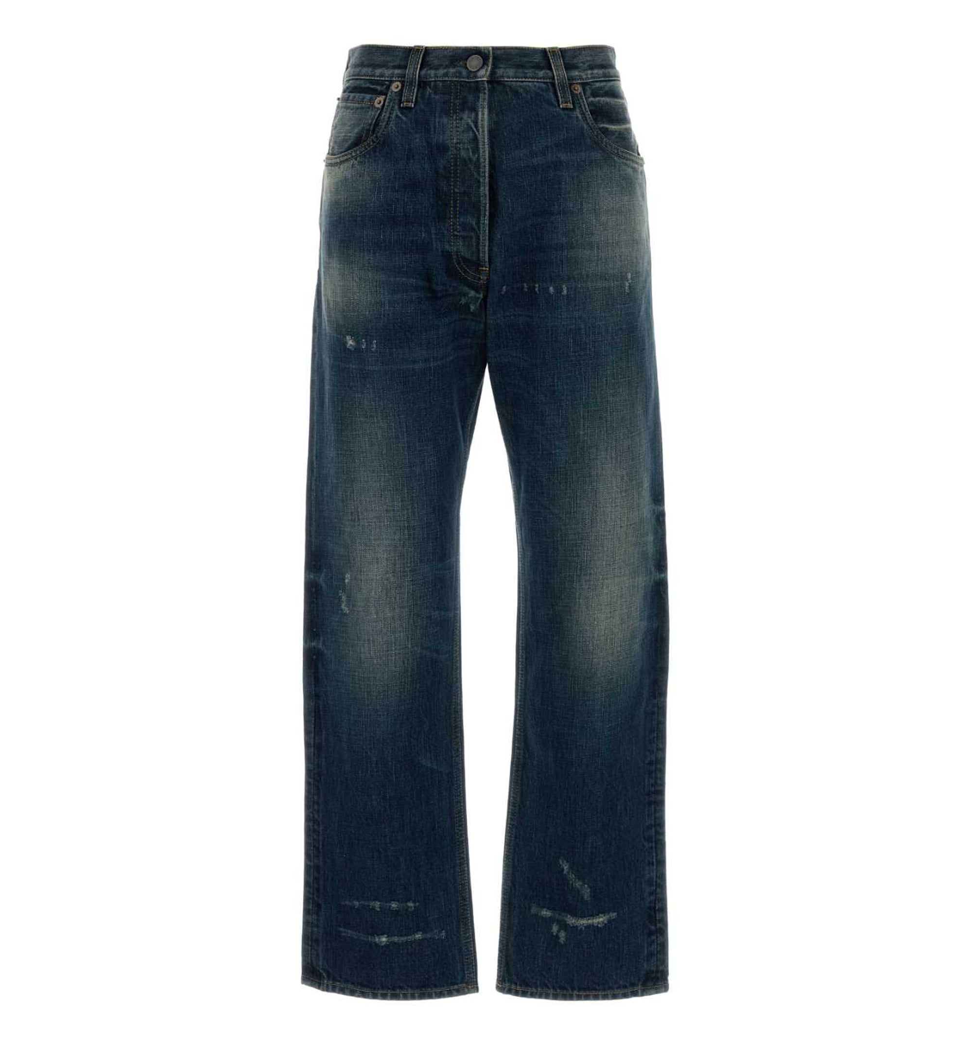 Five-Pocket Washed Denim Jeans