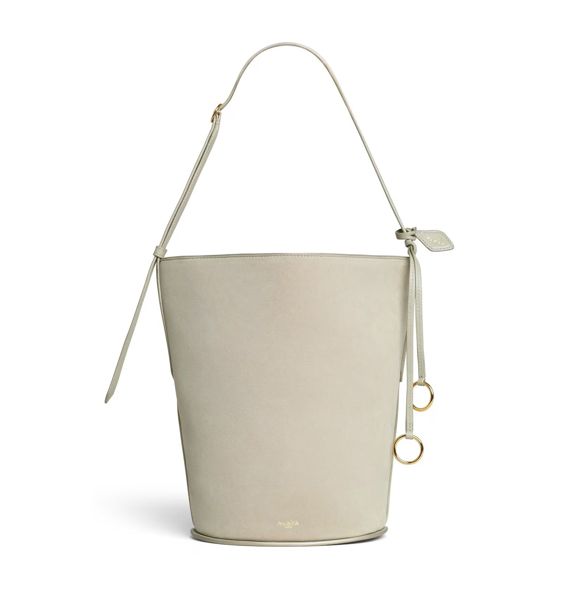 Hip Small Bucket Bi-Material Bag In Leather