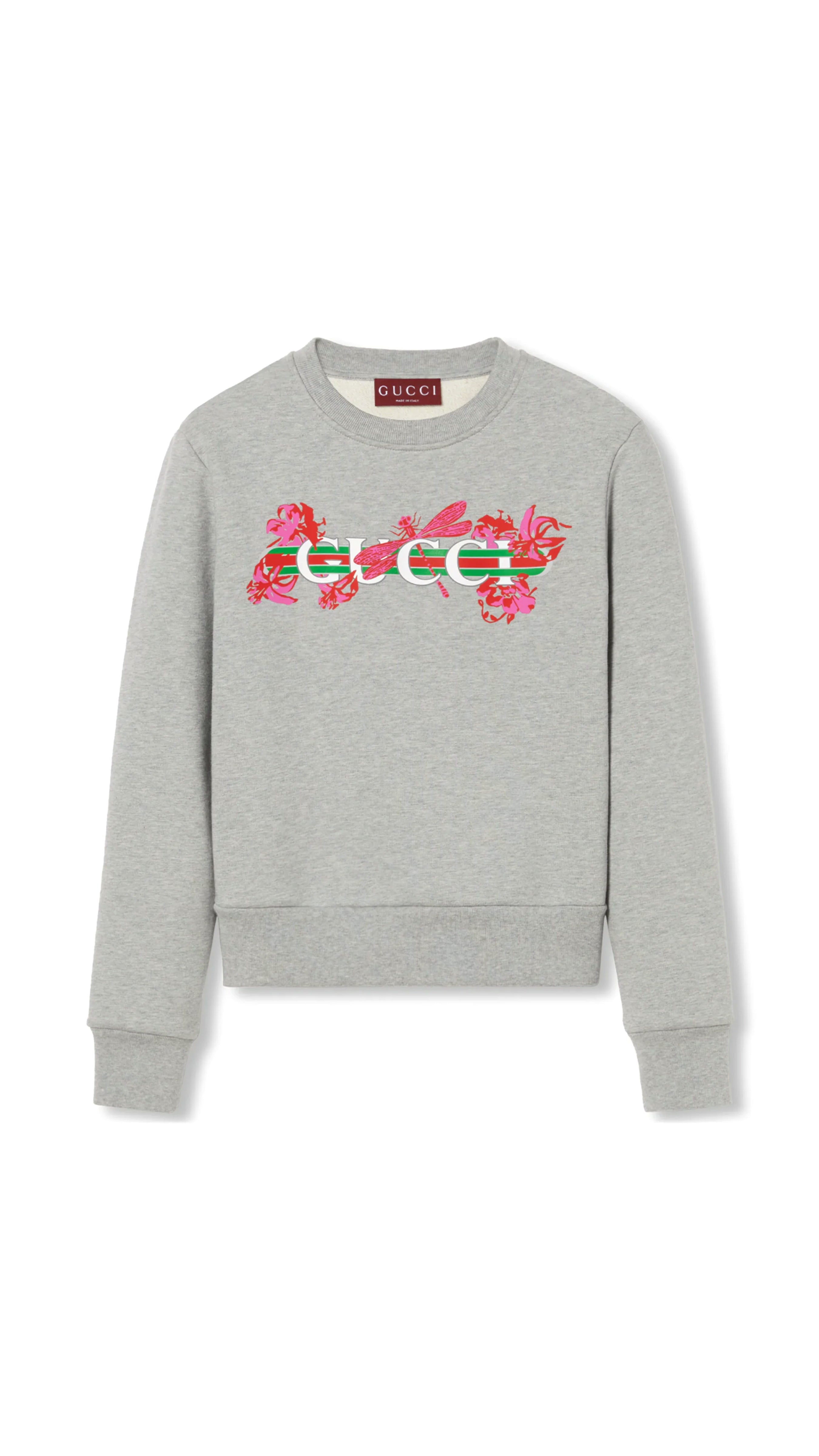 Floral Printed Web Sweatshirt - Grey