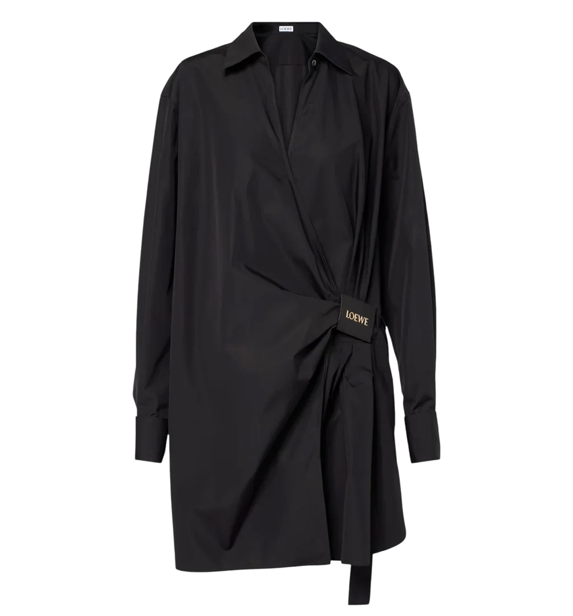 Draped Shirt Dress in Cotton