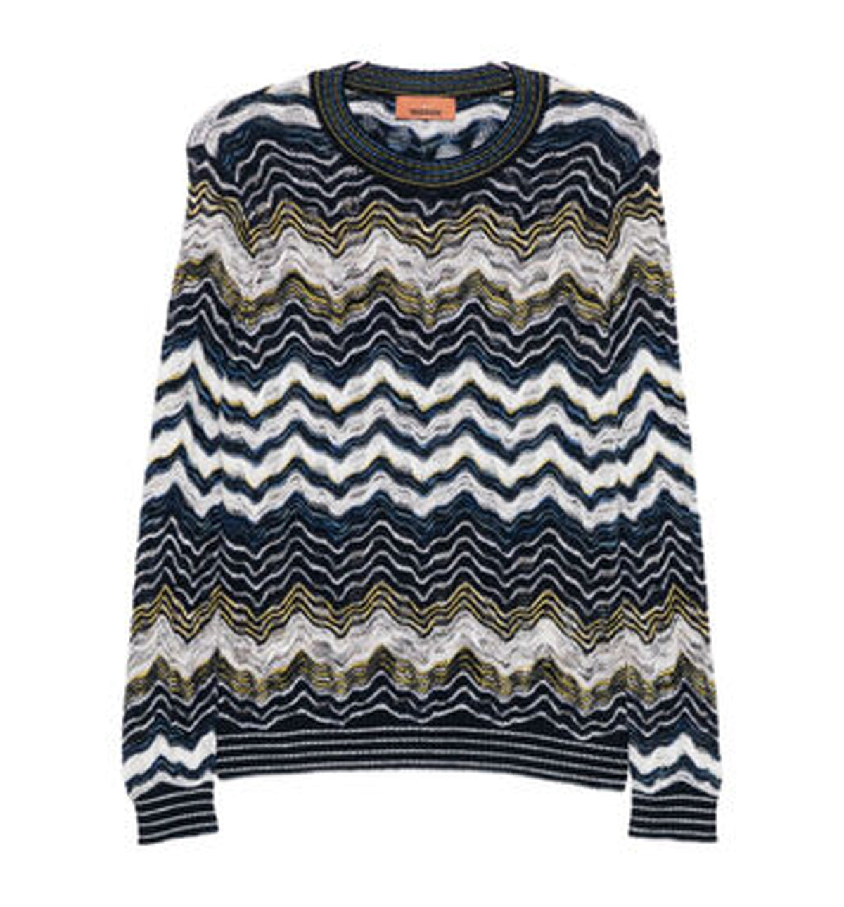 Chevron Dégradé Cotton and Viscose V-Neck Sweater
