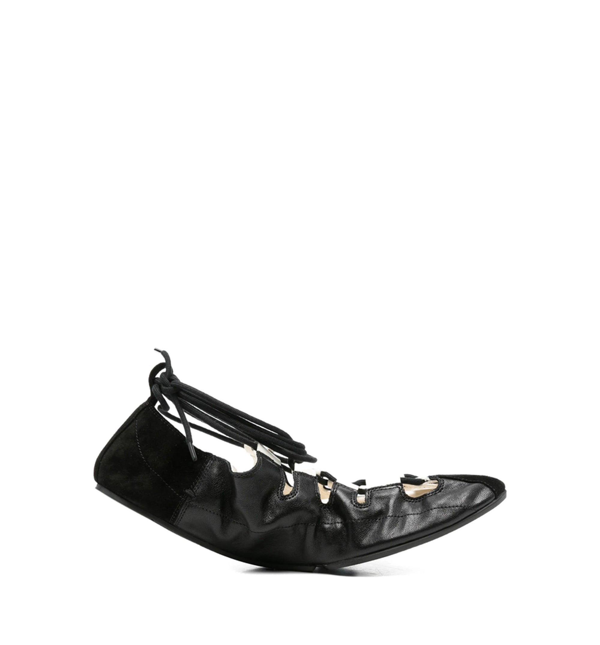 Fold Laced Flats In Leather