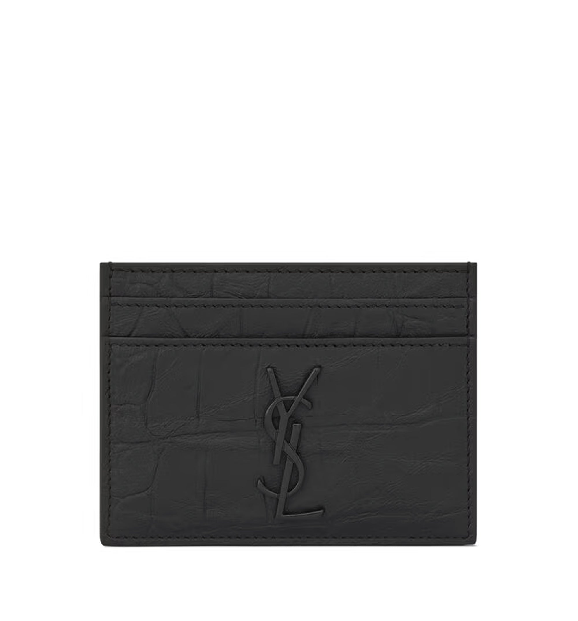 Cassandre Card Case In Crocodile-embossed Leather