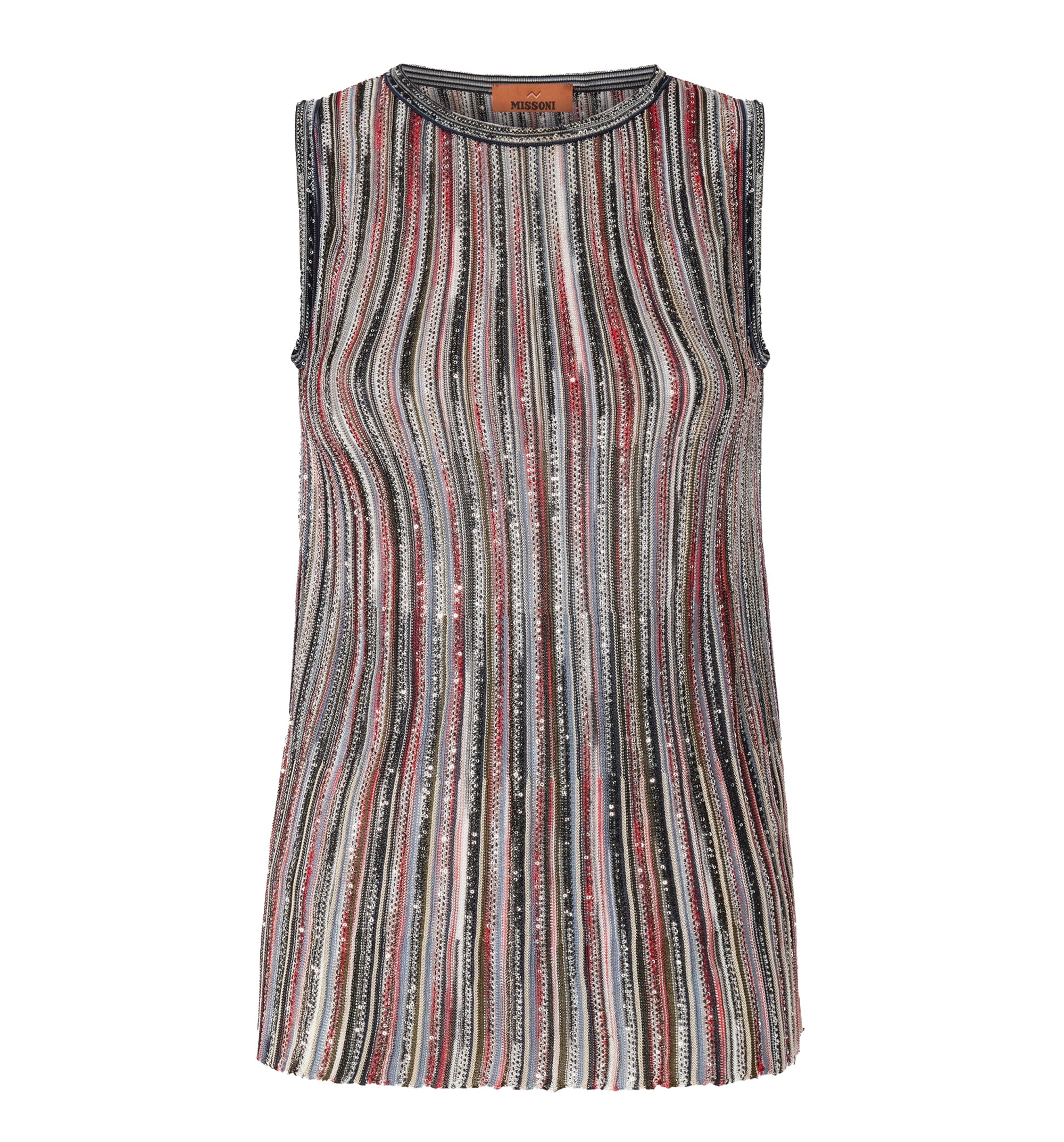 Ribbed Mixed Viscose Sleeveless Top with Sequins