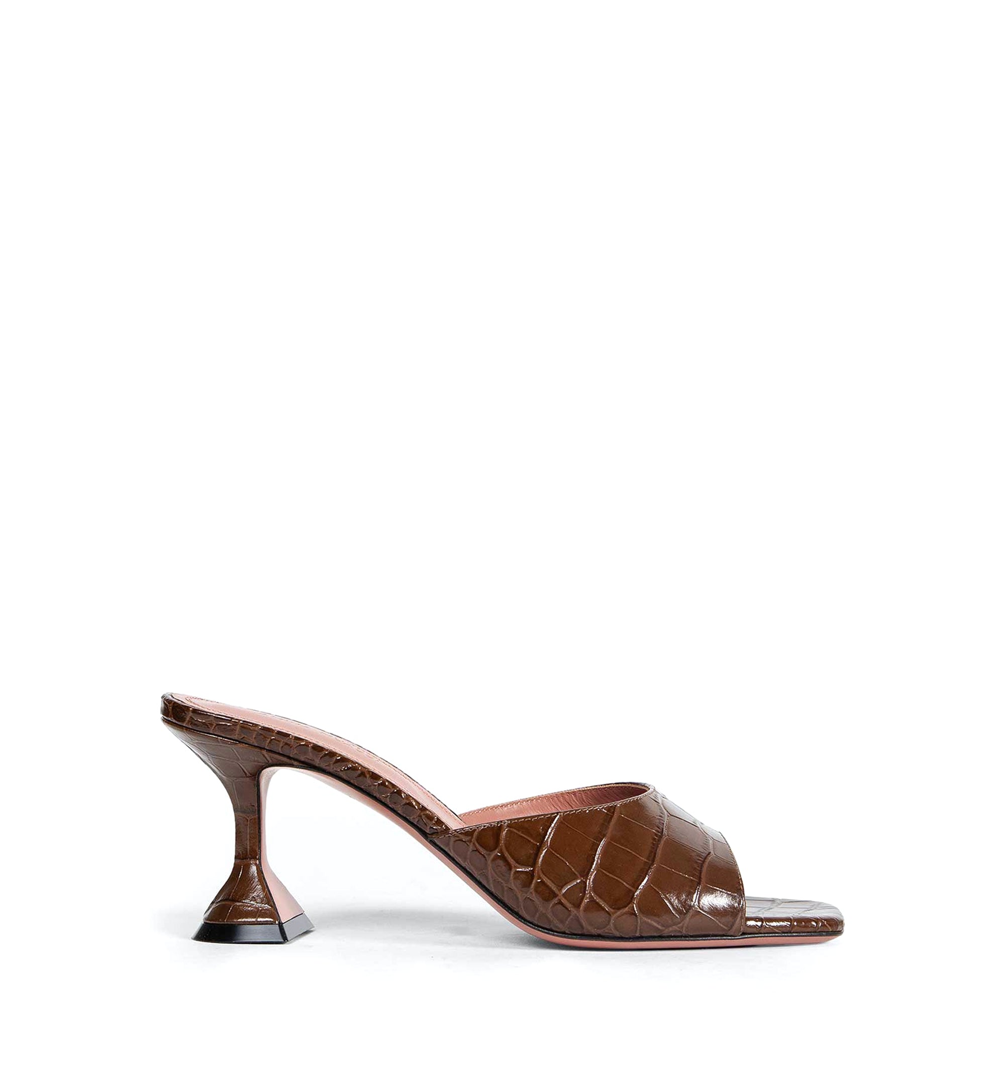 Lupita 70 Crocodile-Effect Leather Mules