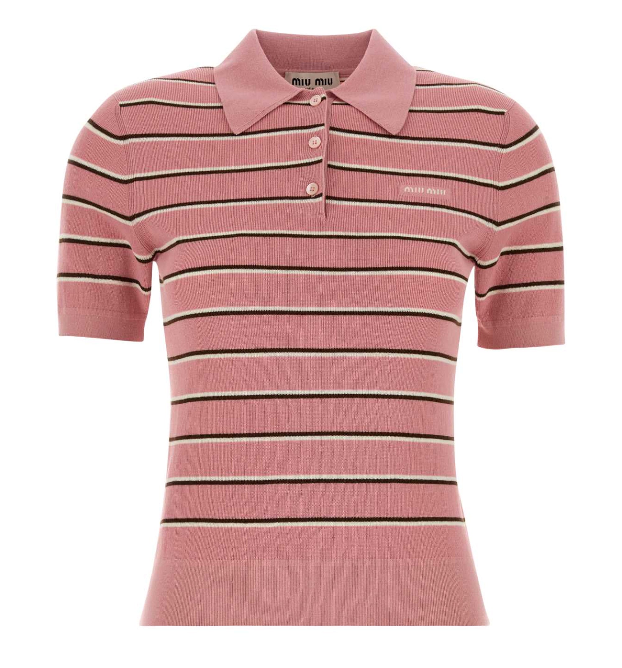 Striped Cotton Knit Polo Shirt