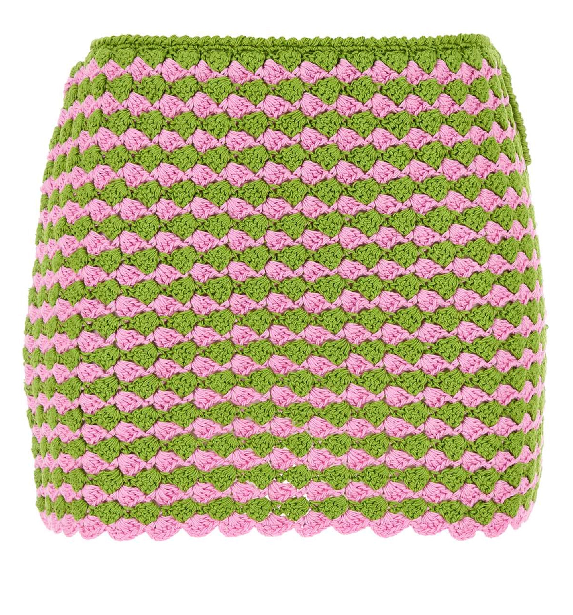 Two-Tone Crochet Mini Skirt